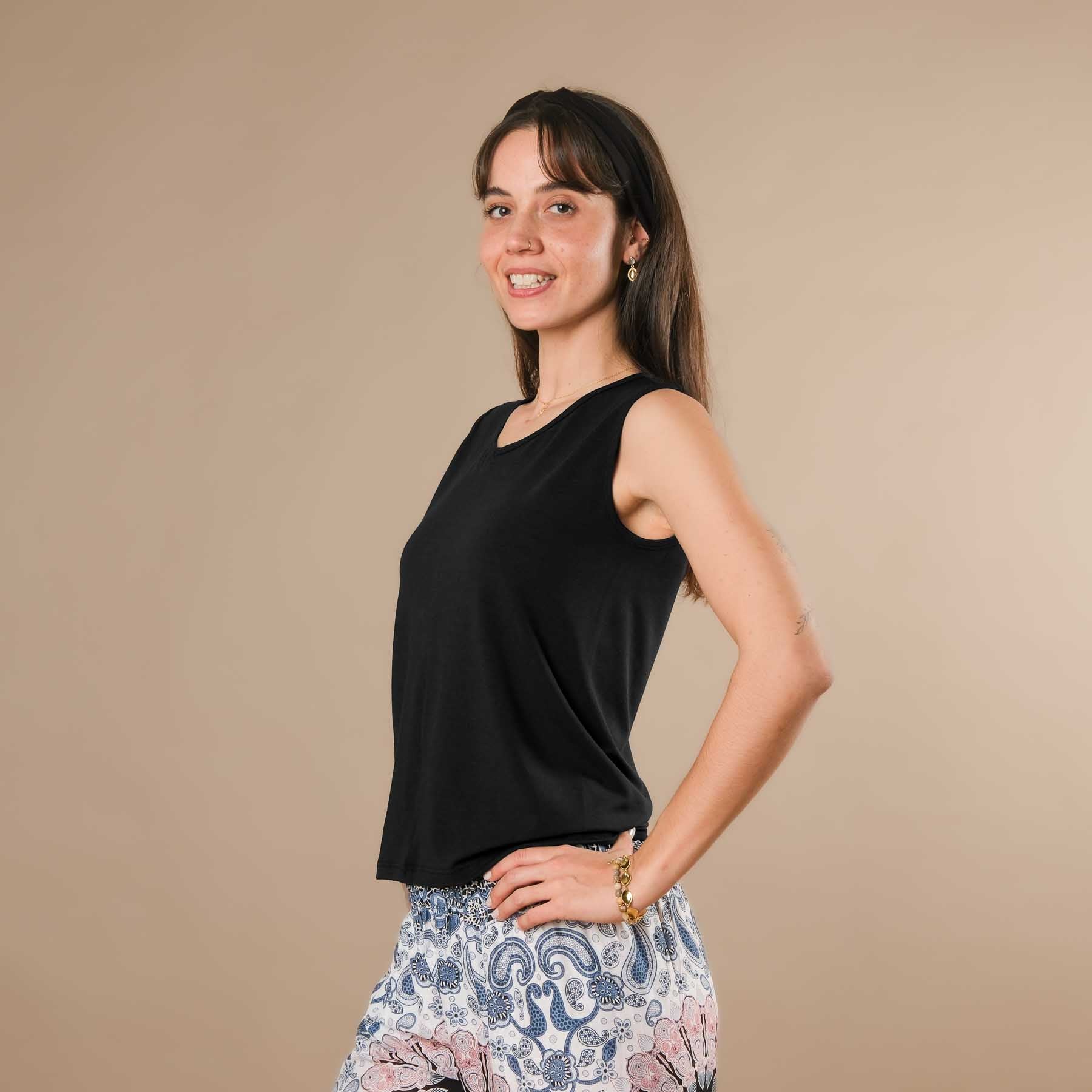 Canotta con scollo a V Classy Swiss made nera