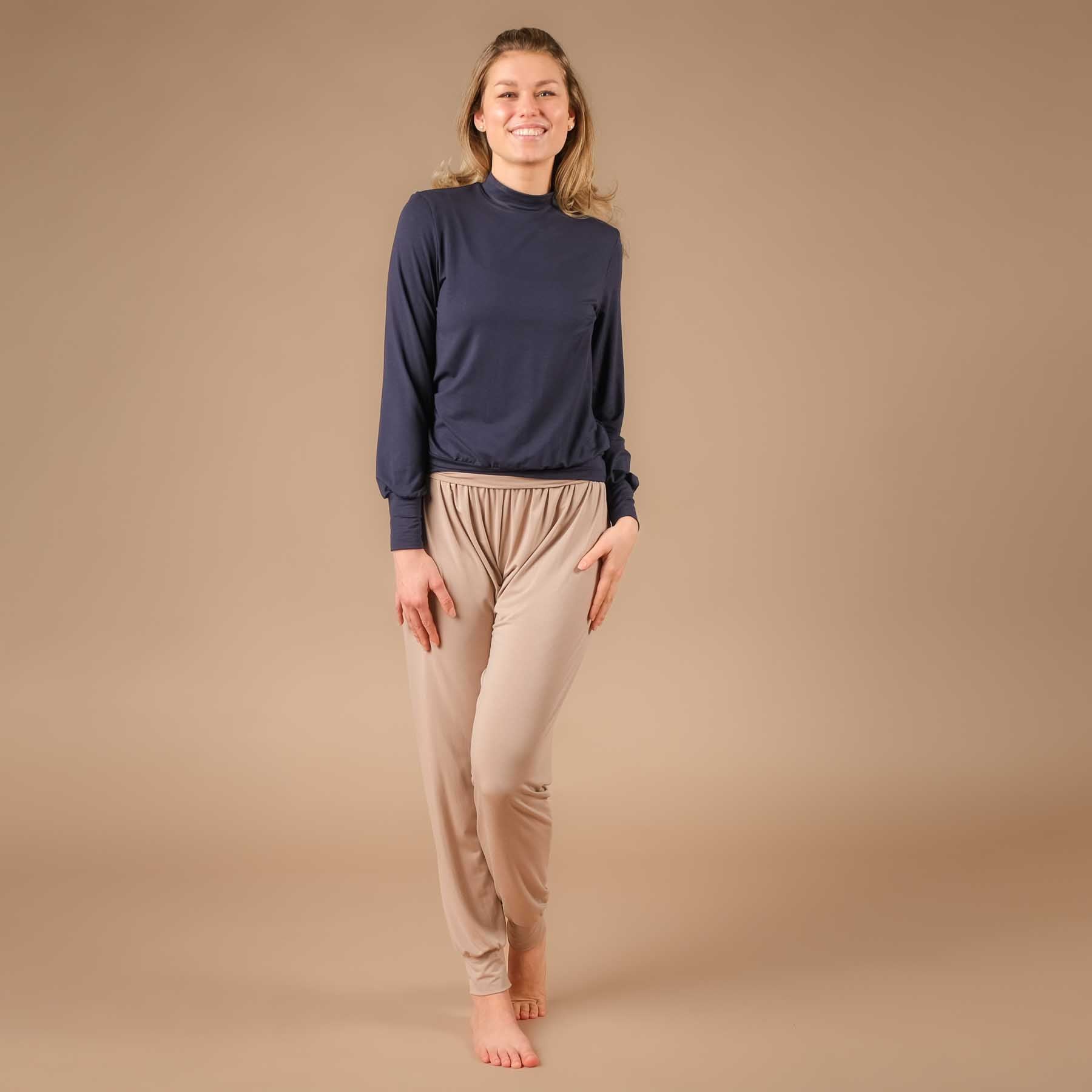 Yoga Turtleneck Kragen Shirt langarm navy blau