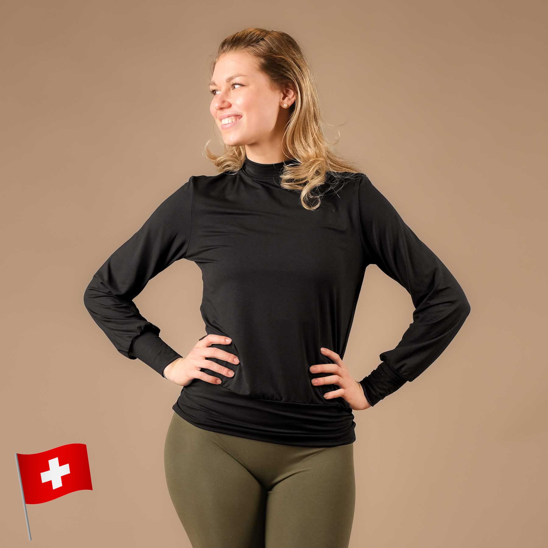 Yoga Turtleneck Kragen Shirt langarm schwarz