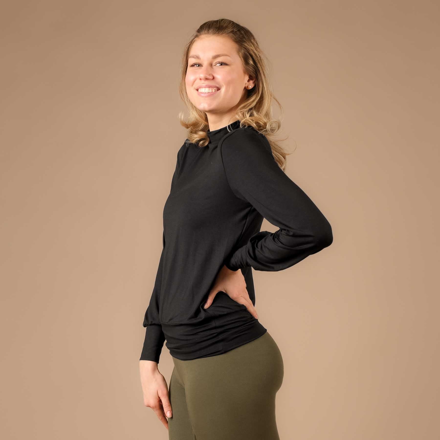 Yoga Turtleneck Kragen Shirt langarm schwarz