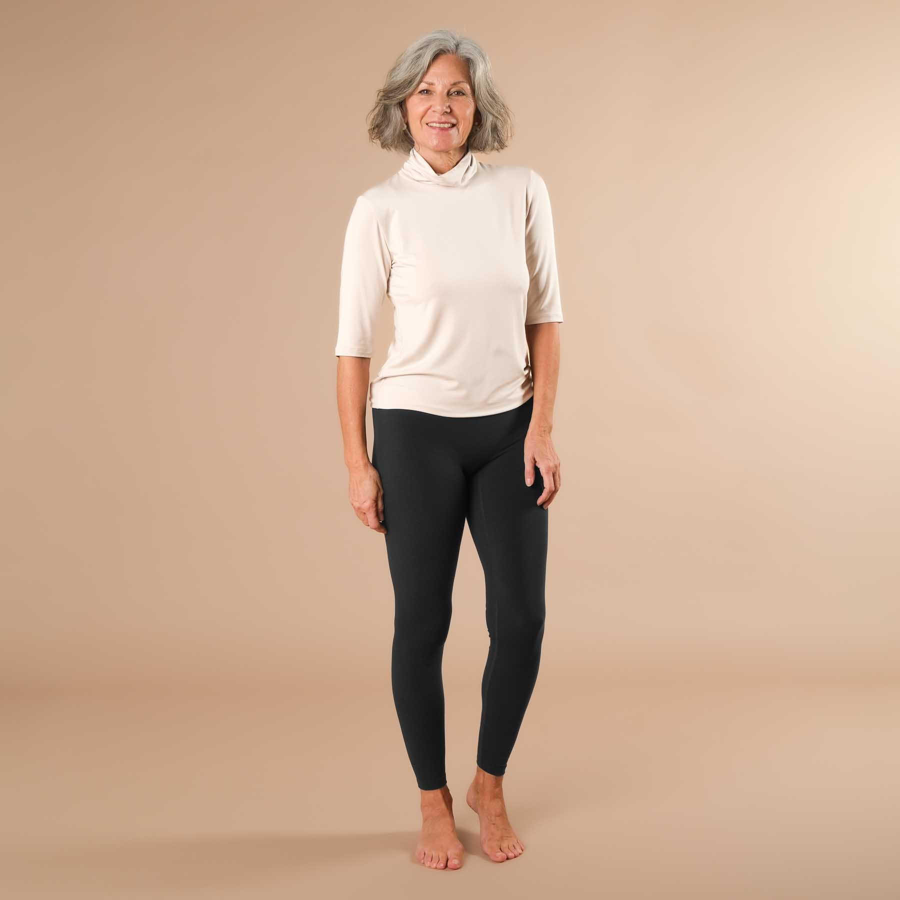 Yoga Turtleneck Kragen Shirt kurzarm sand