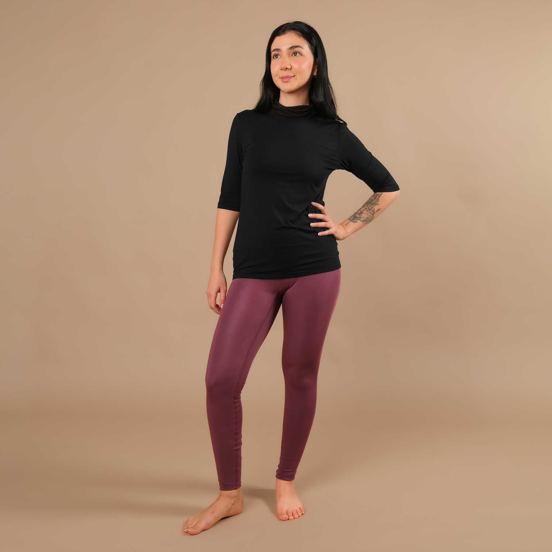 Yoga Turtleneck Kragen Shirt kurzarm schwarz