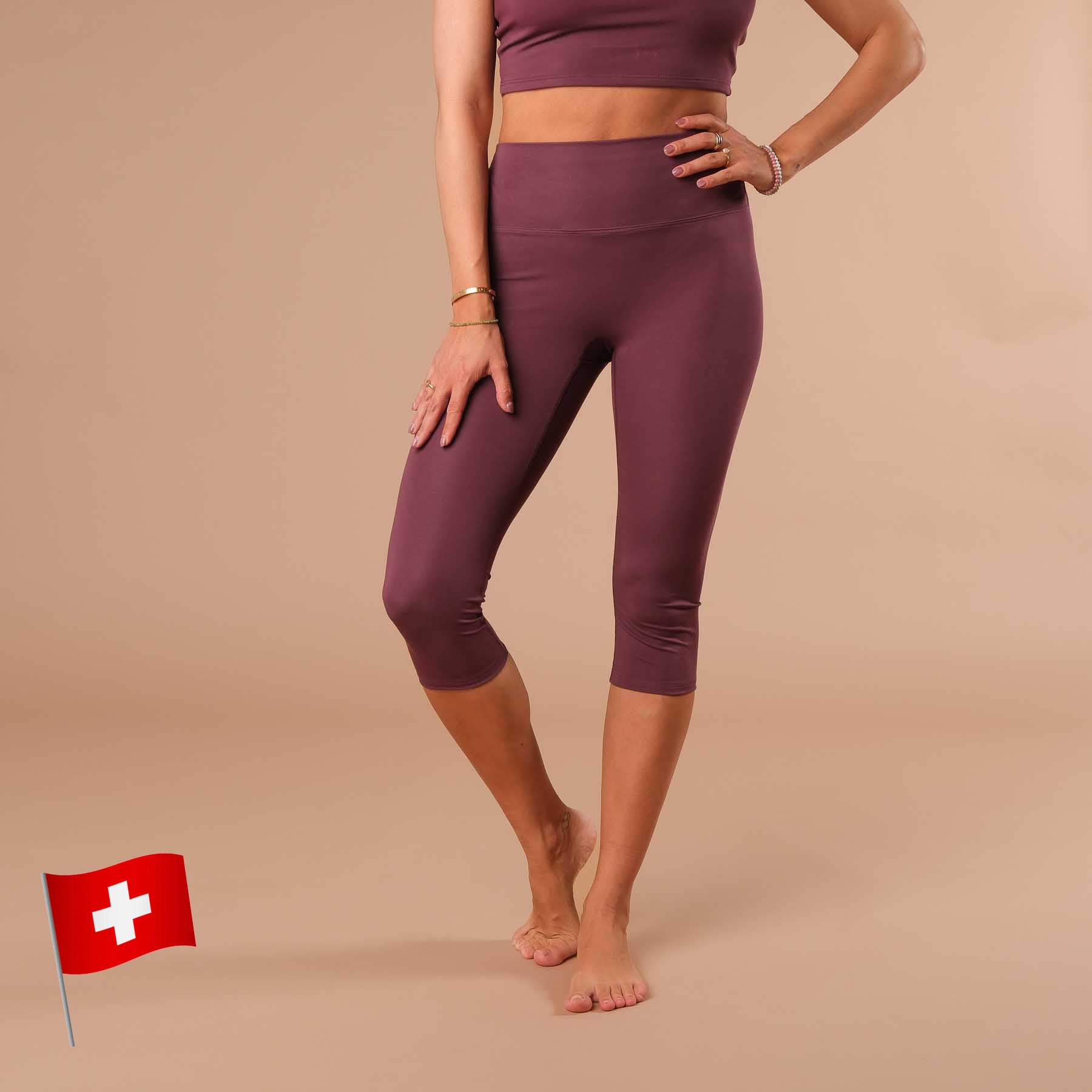 Yoga Capri Leggings Comfy berry nachhaltig in der Schweiz hergestellt
