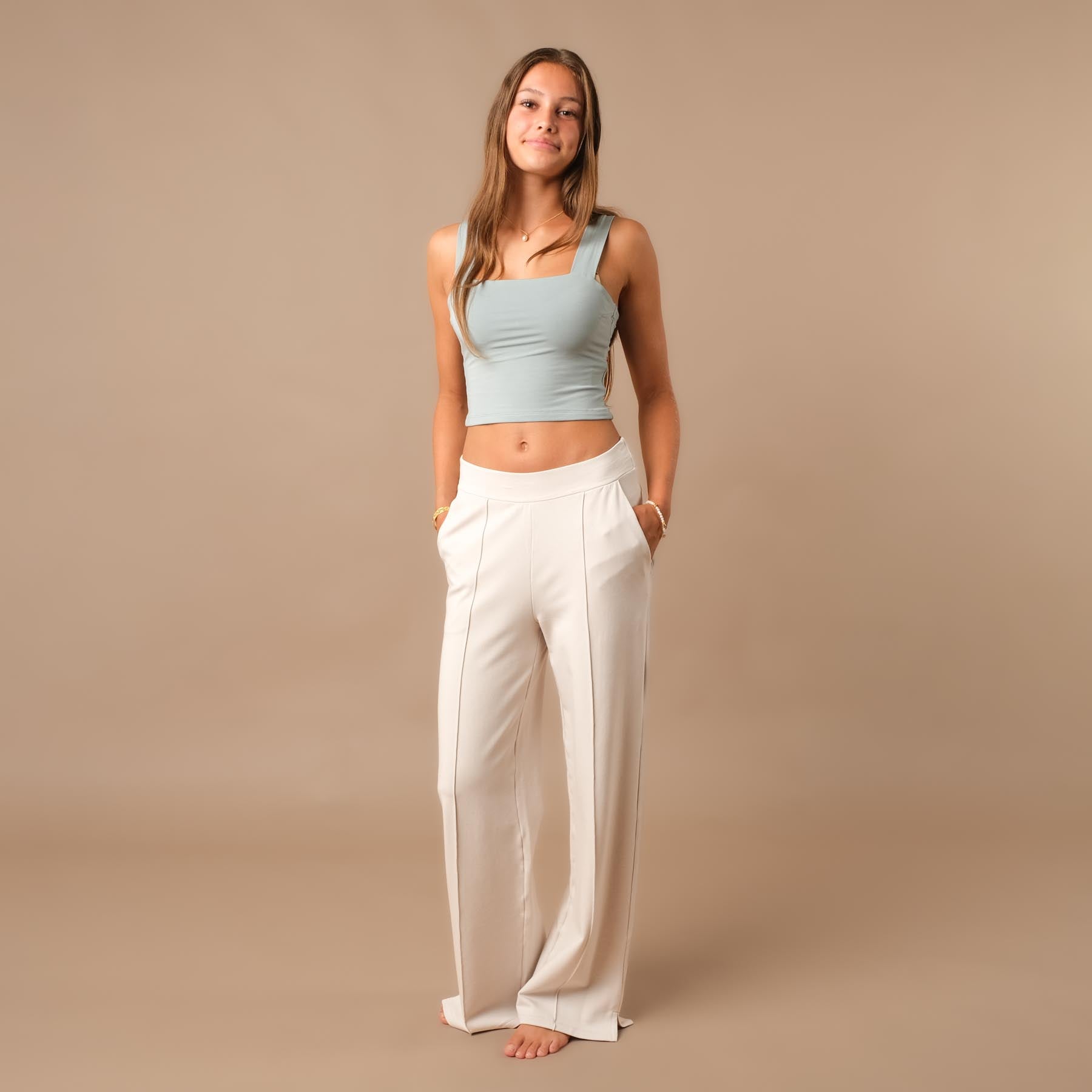 Yoga Crop Top Square Neck green-water