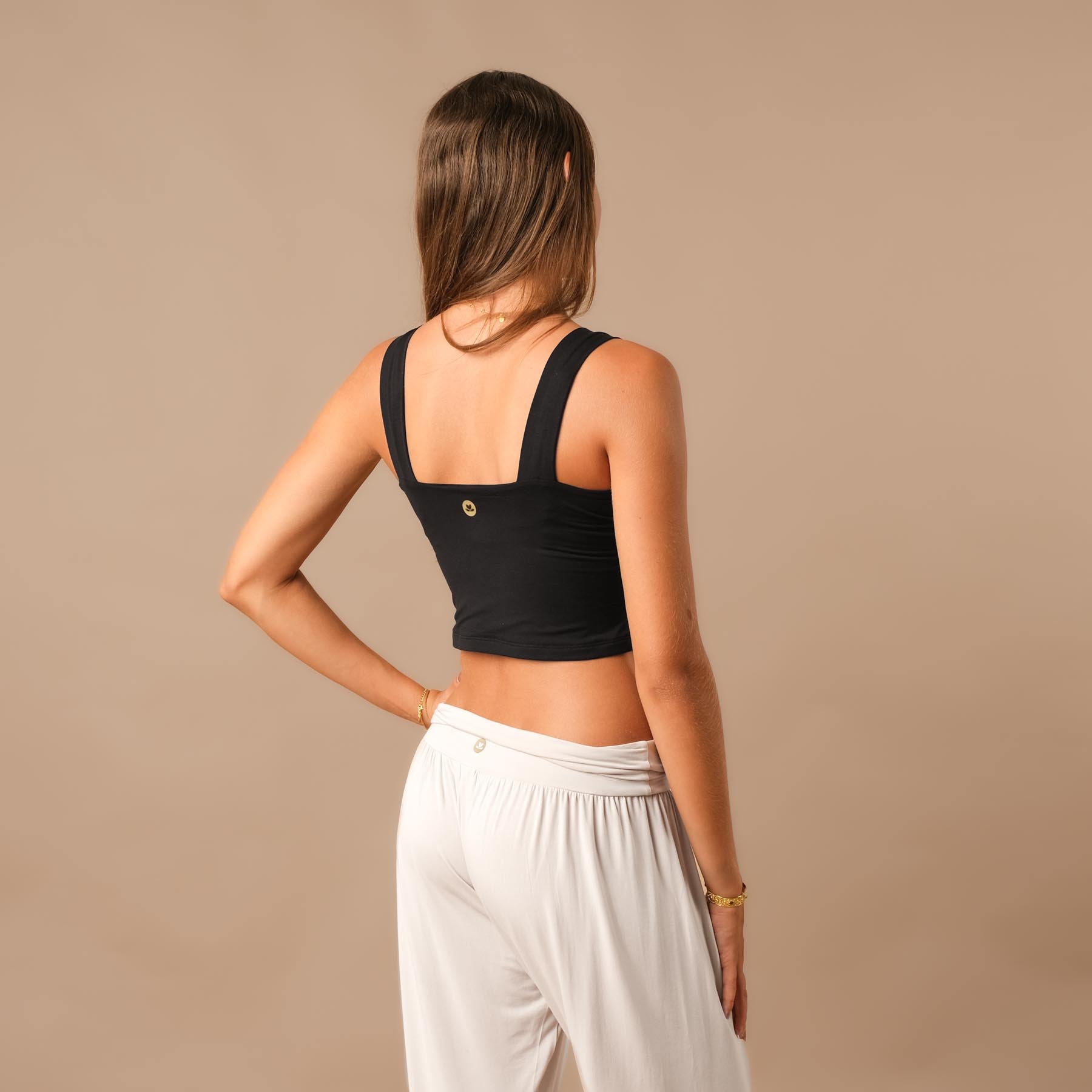 Yoga Crop Top Square Neck schwarz