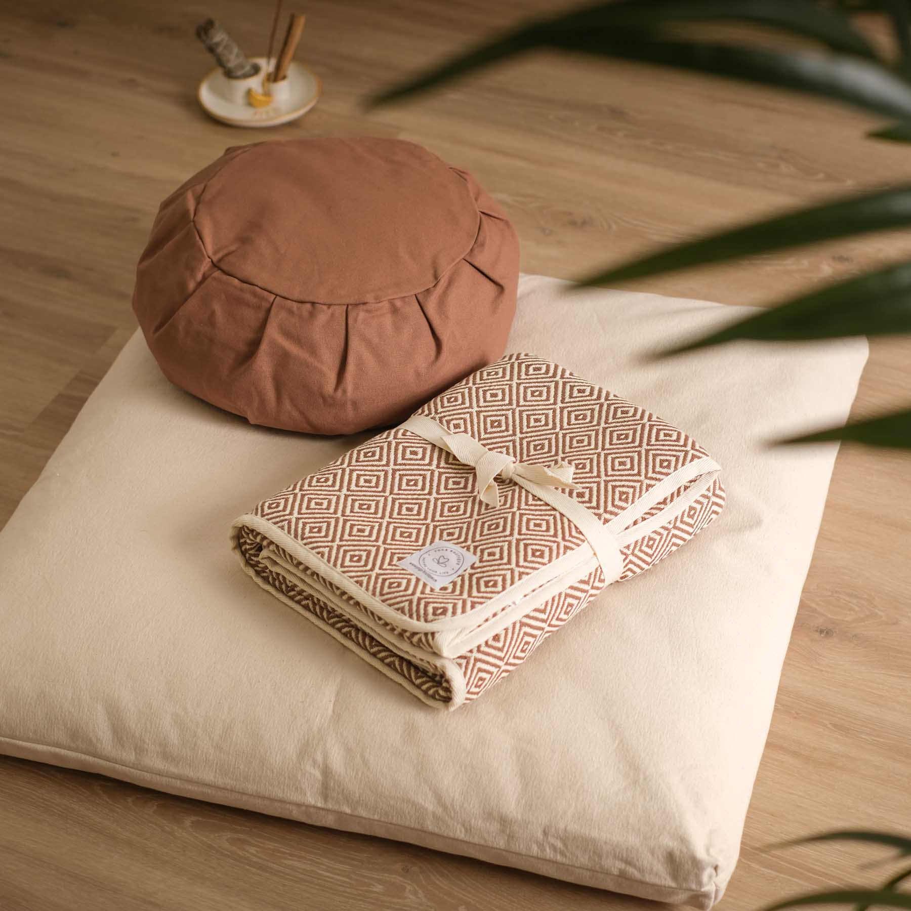Meditationsmatte Zabuton Meditationsunterlage Baumwolle naturweiss