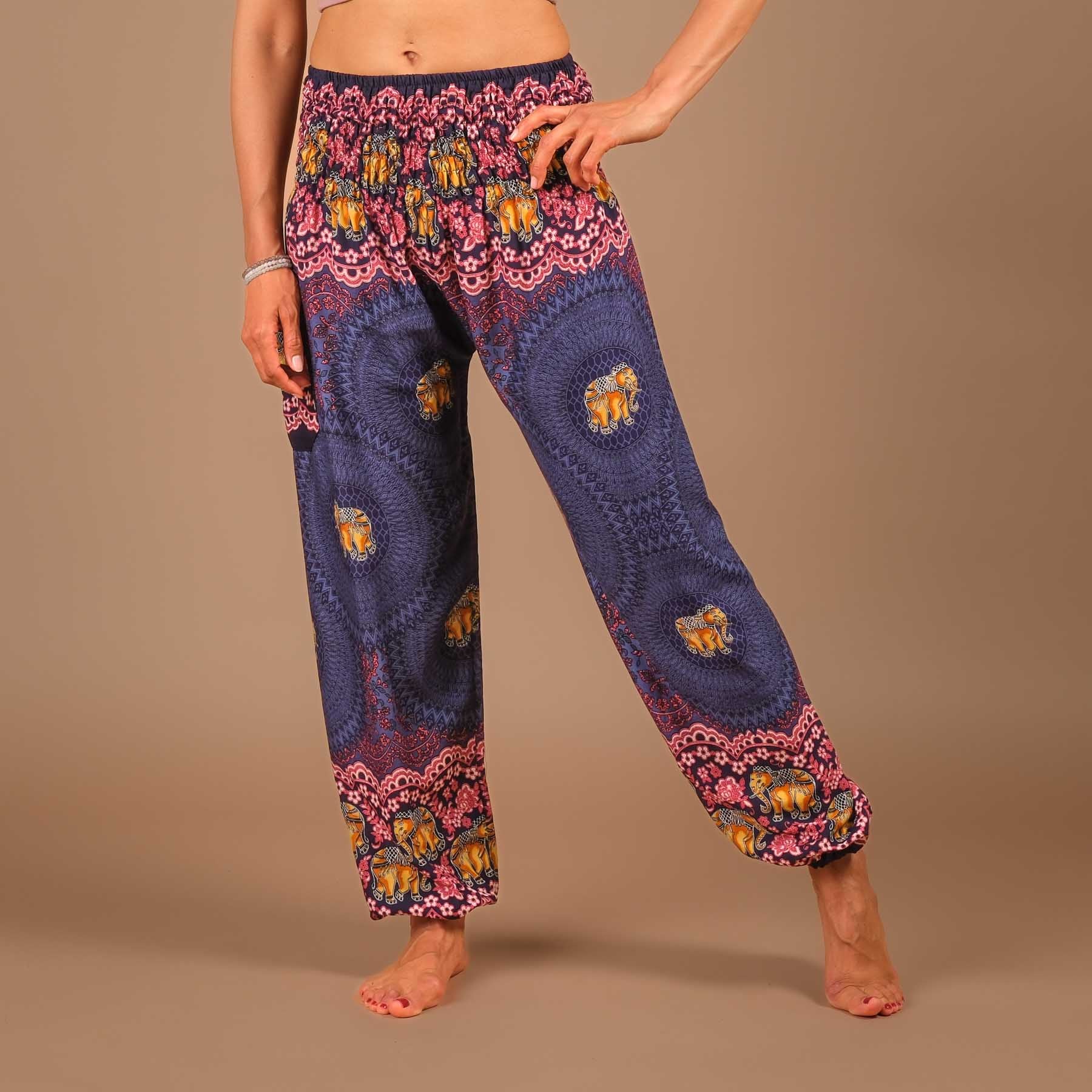 Yoga Haremshose Elefant Boho Pants blau