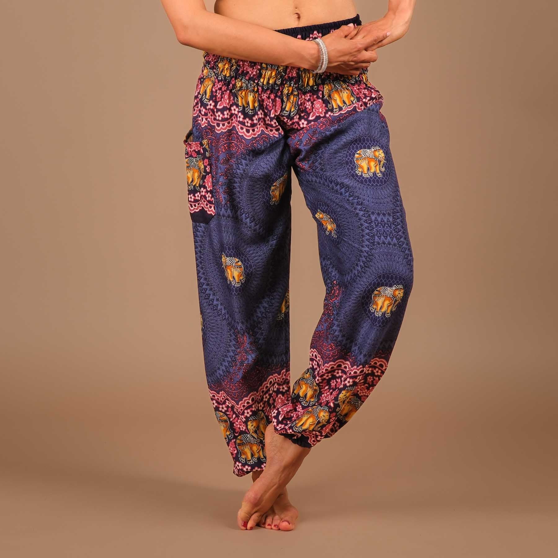 Yoga Haremshose Elefant Boho Pants blau