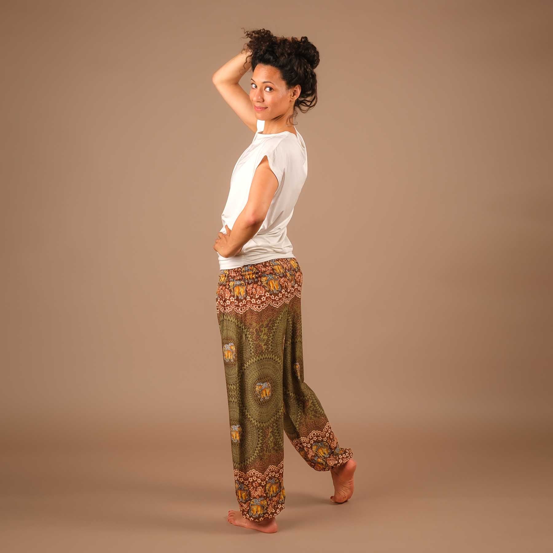 Yoga Haremshose Elefant Boho Pants olive