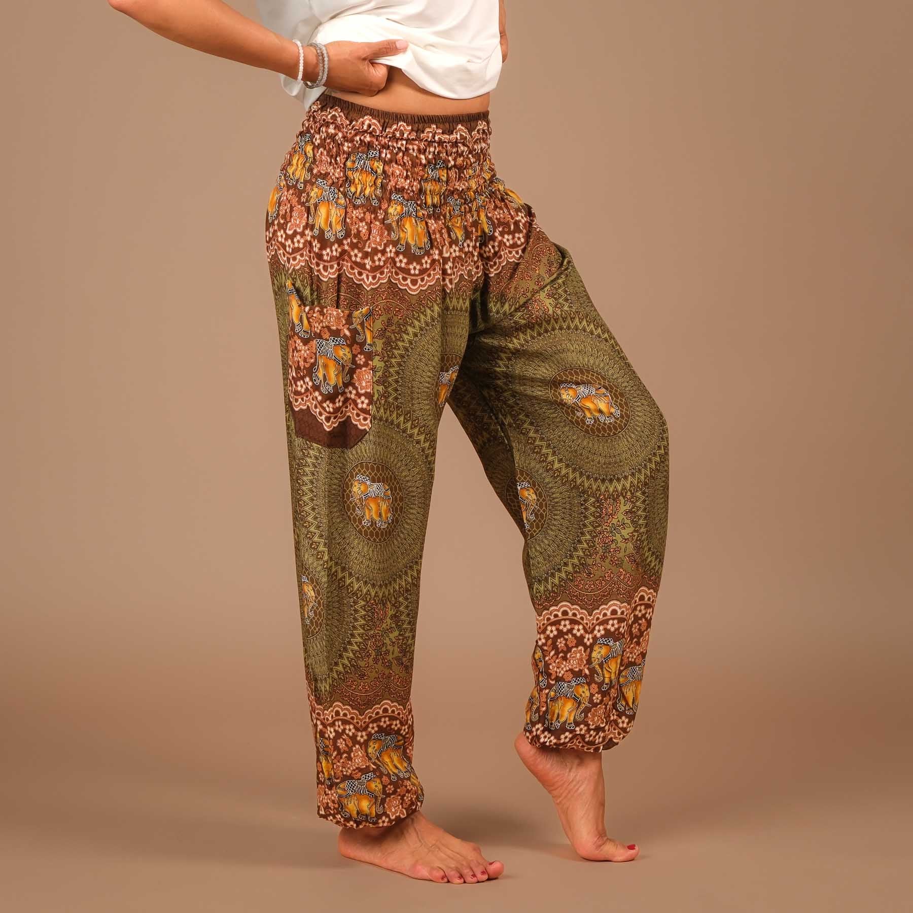 Yoga Haremshose Elefant Boho Pants olive