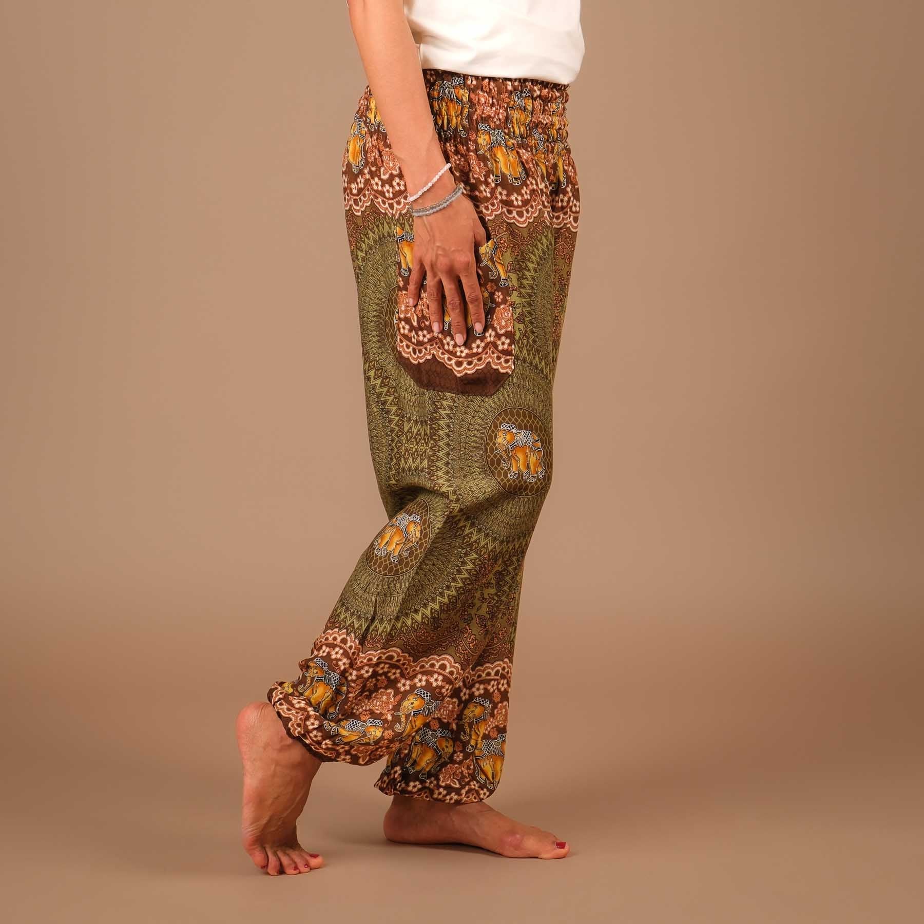 Yoga Haremshose Elefant Boho Pants olive
