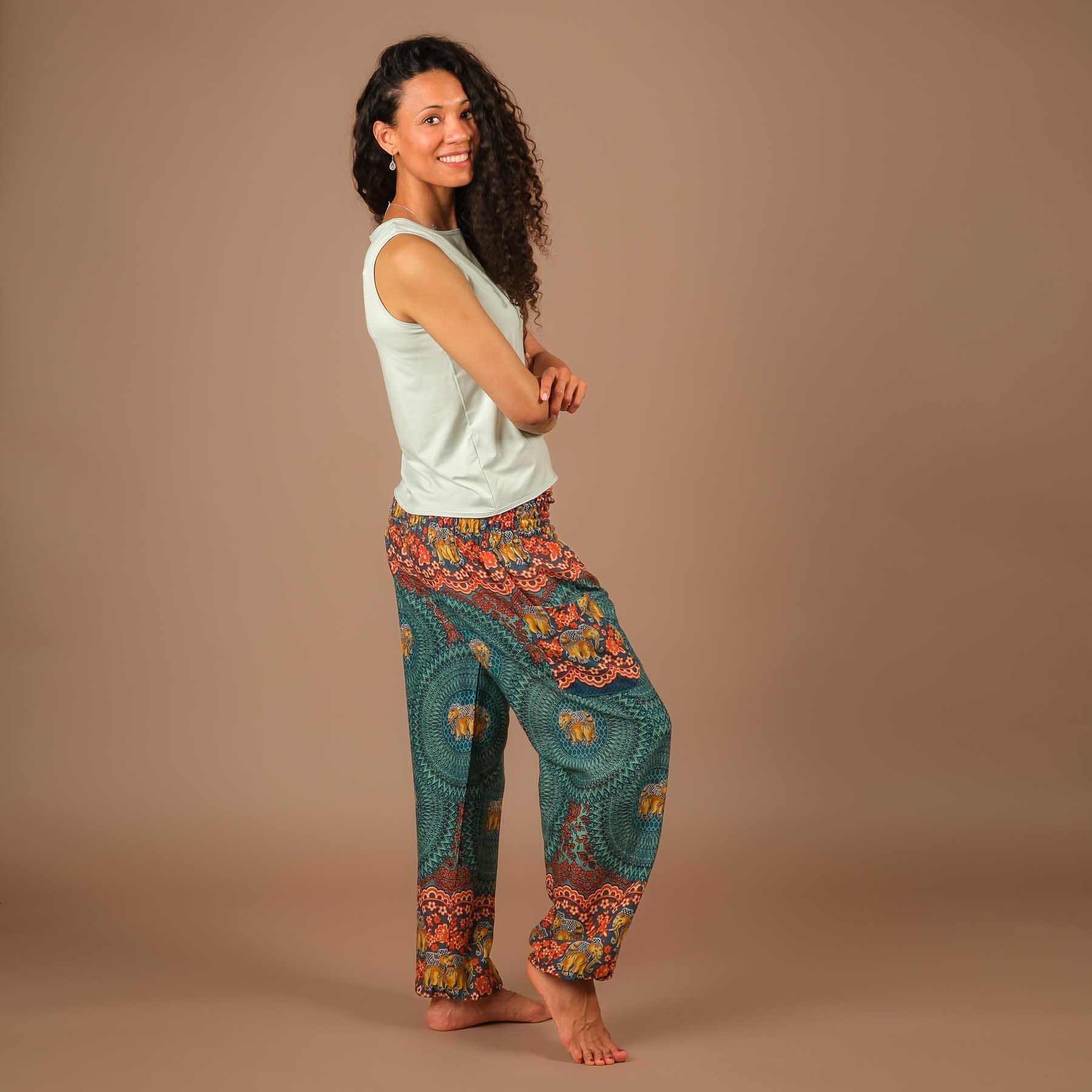 Yoga Haremshose Elefant Boho Pants türkis