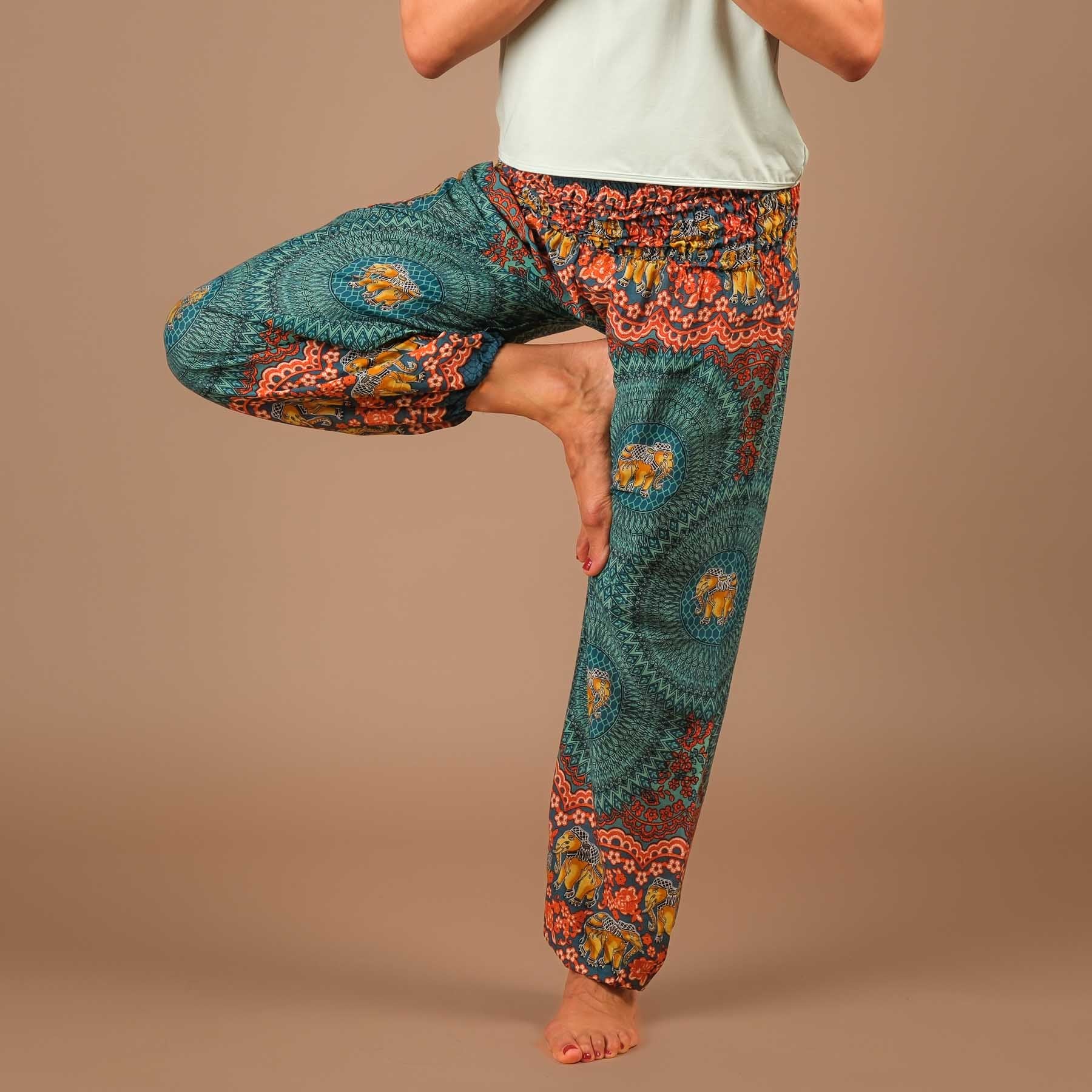 Yoga Haremshose Elefant Boho Pants türkis