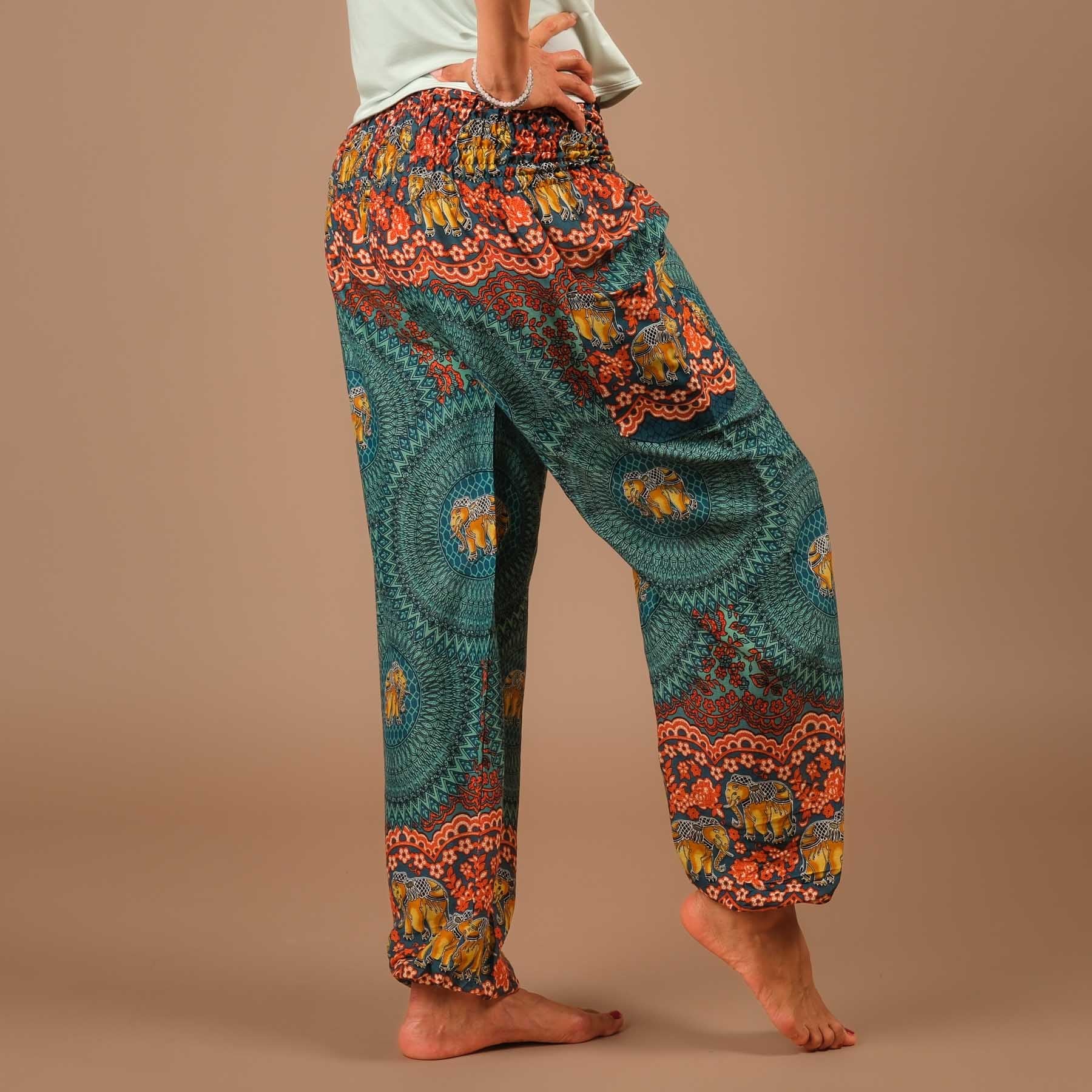 Yoga Haremshose Elefant Boho Pants türkis