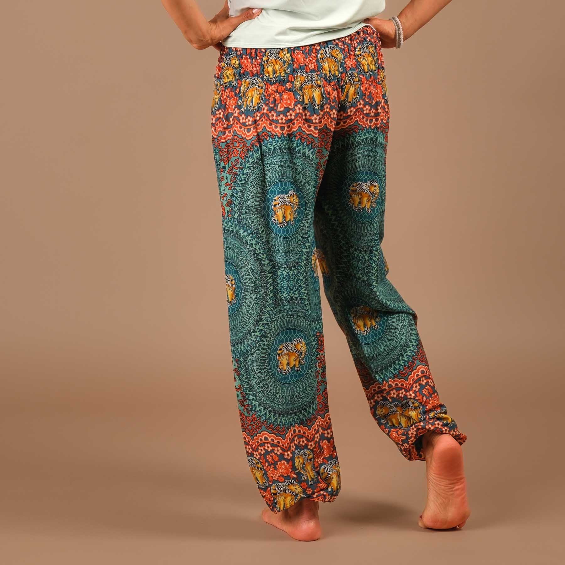 Yoga Haremshose Elefant Boho Pants türkis