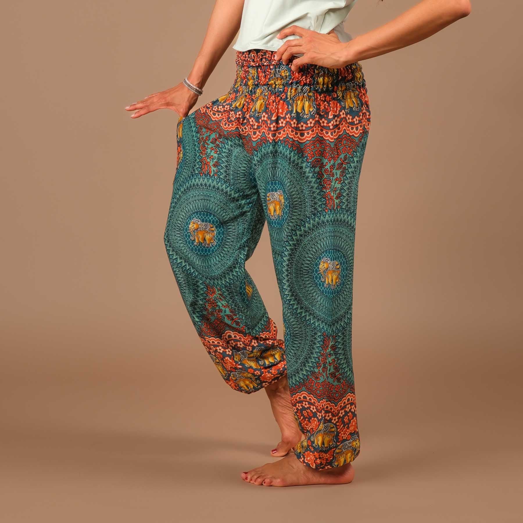 Yoga Haremshose Elefant Boho Pants türkis