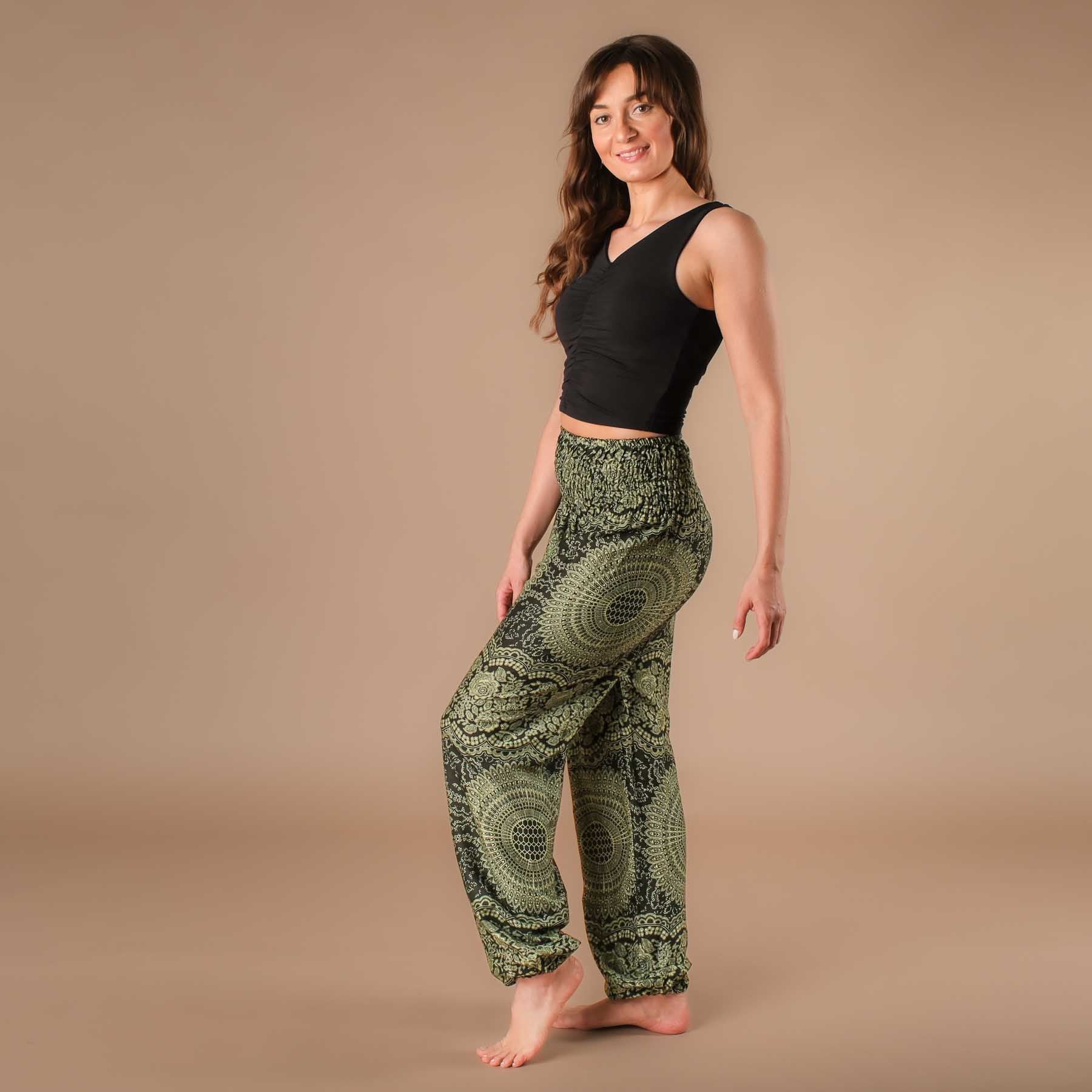 Yoga Haremshose Boho Pants Indian Summer olive grün
