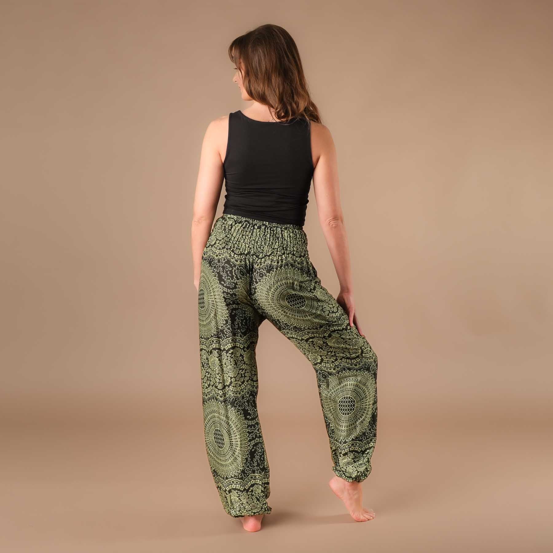Yoga Haremshose Boho Pants Indian Summer olive grün
