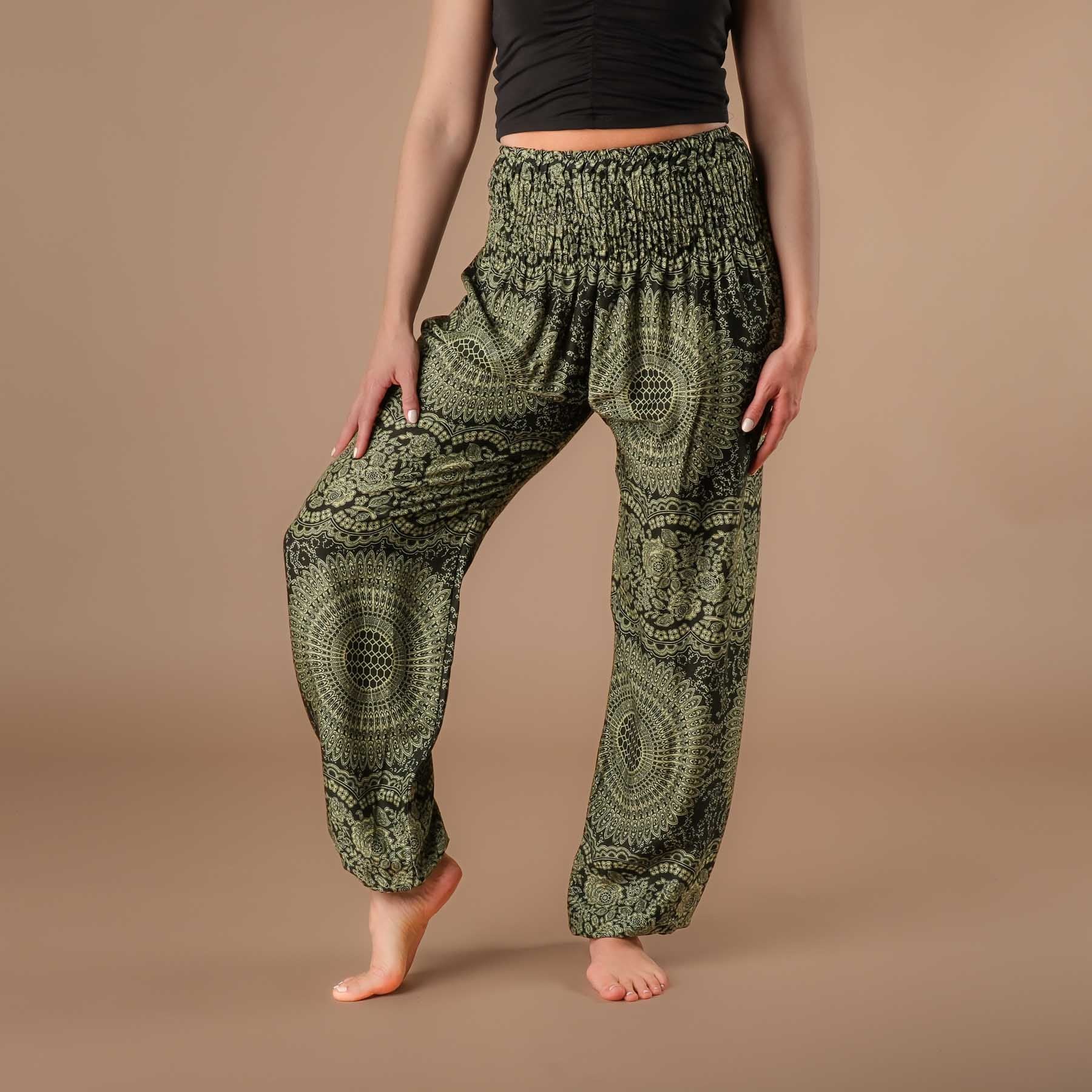 Yoga Haremshose Boho Pants Indian Summer olive grün