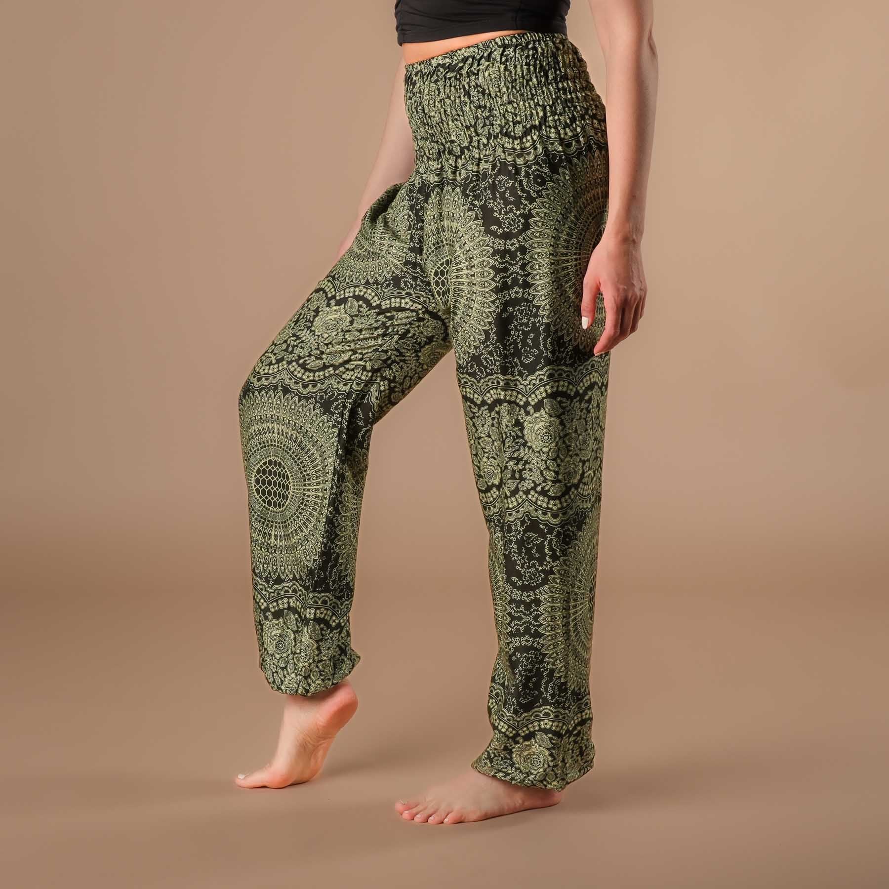 Yoga Haremshose Boho Pants Indian Summer olive grün