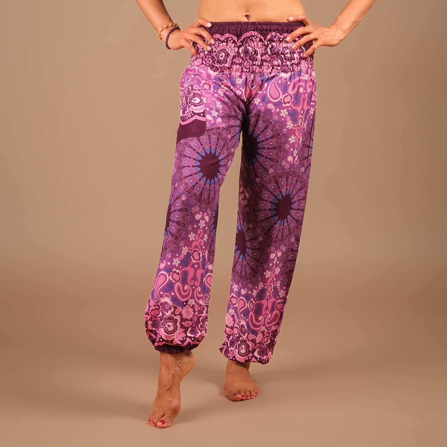 Yoga Haremshose Boho Pants Mandala plum