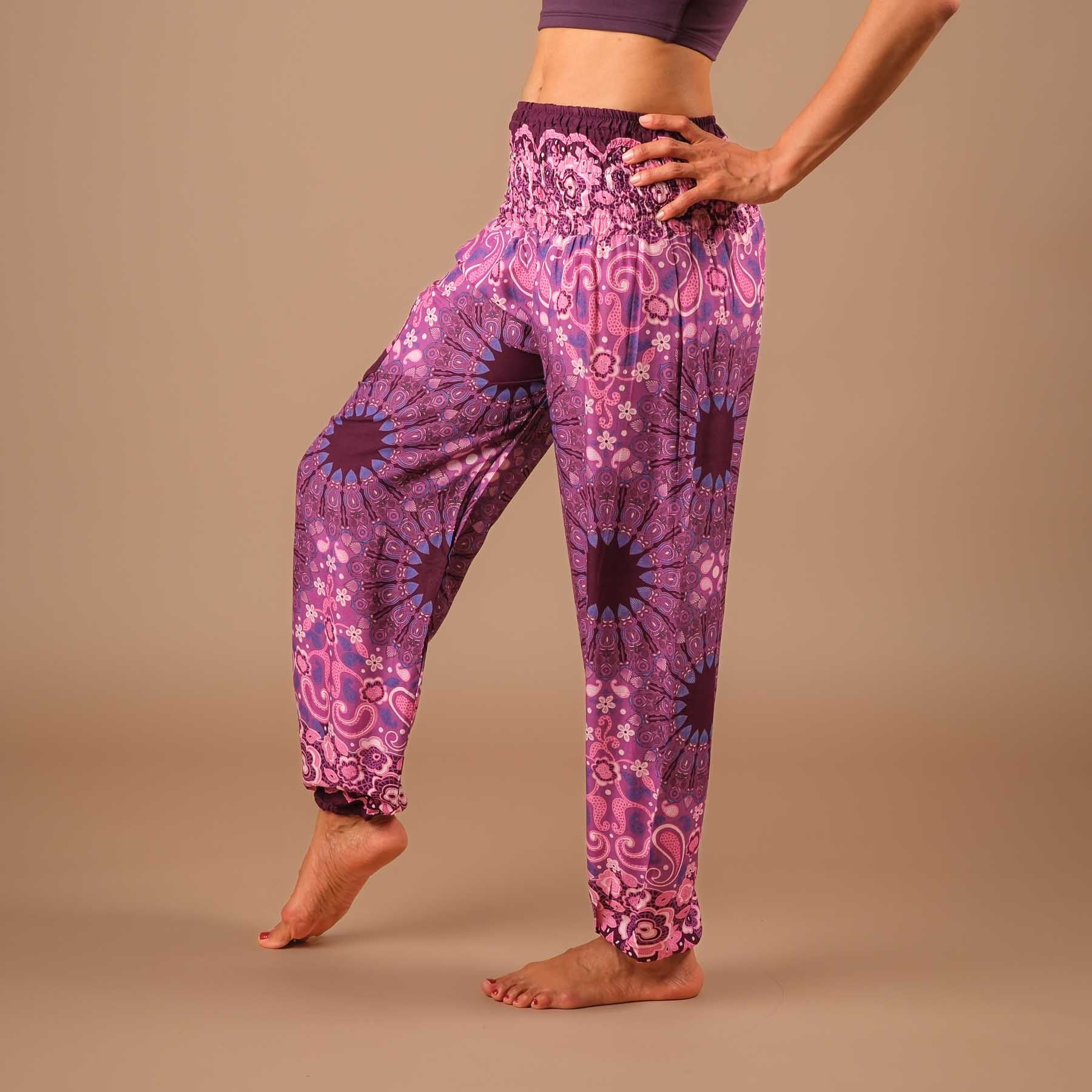 Yoga Haremshose Boho Pants Mandala plum