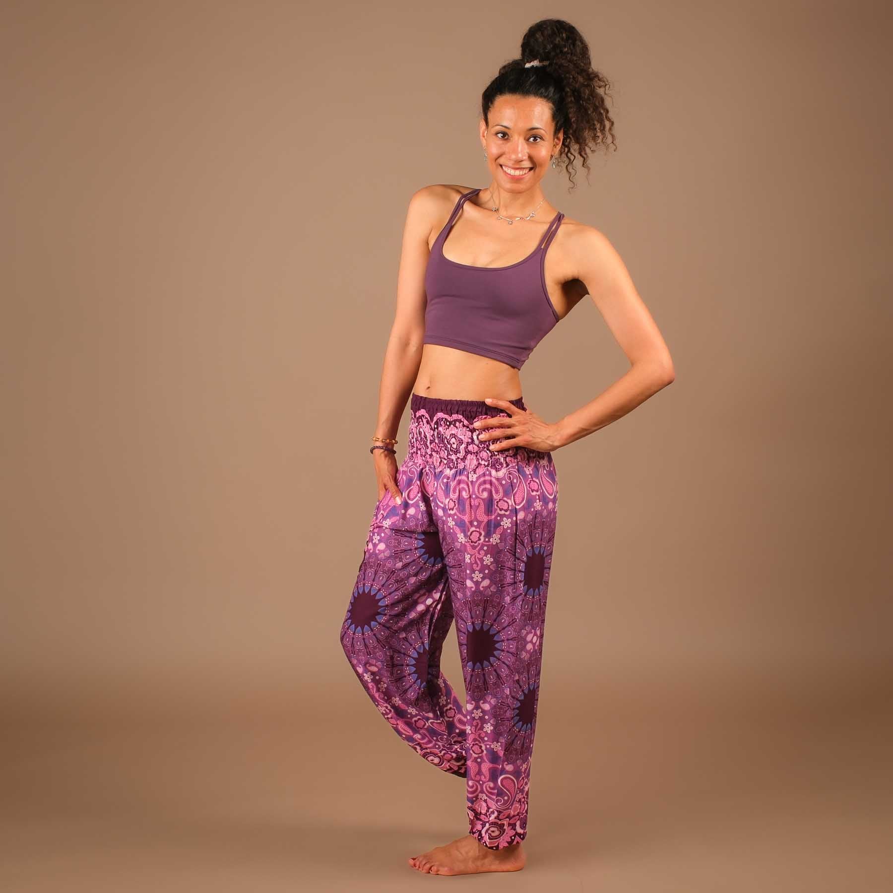 Yoga Haremshose Boho Pants Mandala plum