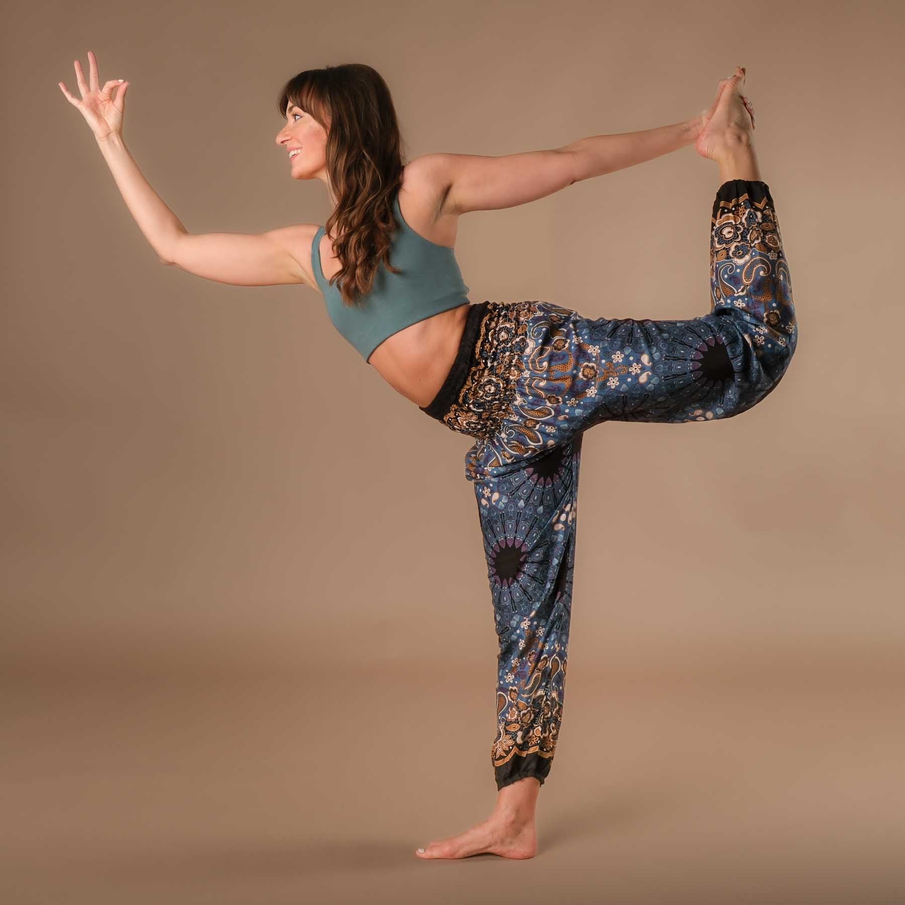 Yoga Haremshose Boho Pants Mandala graublau