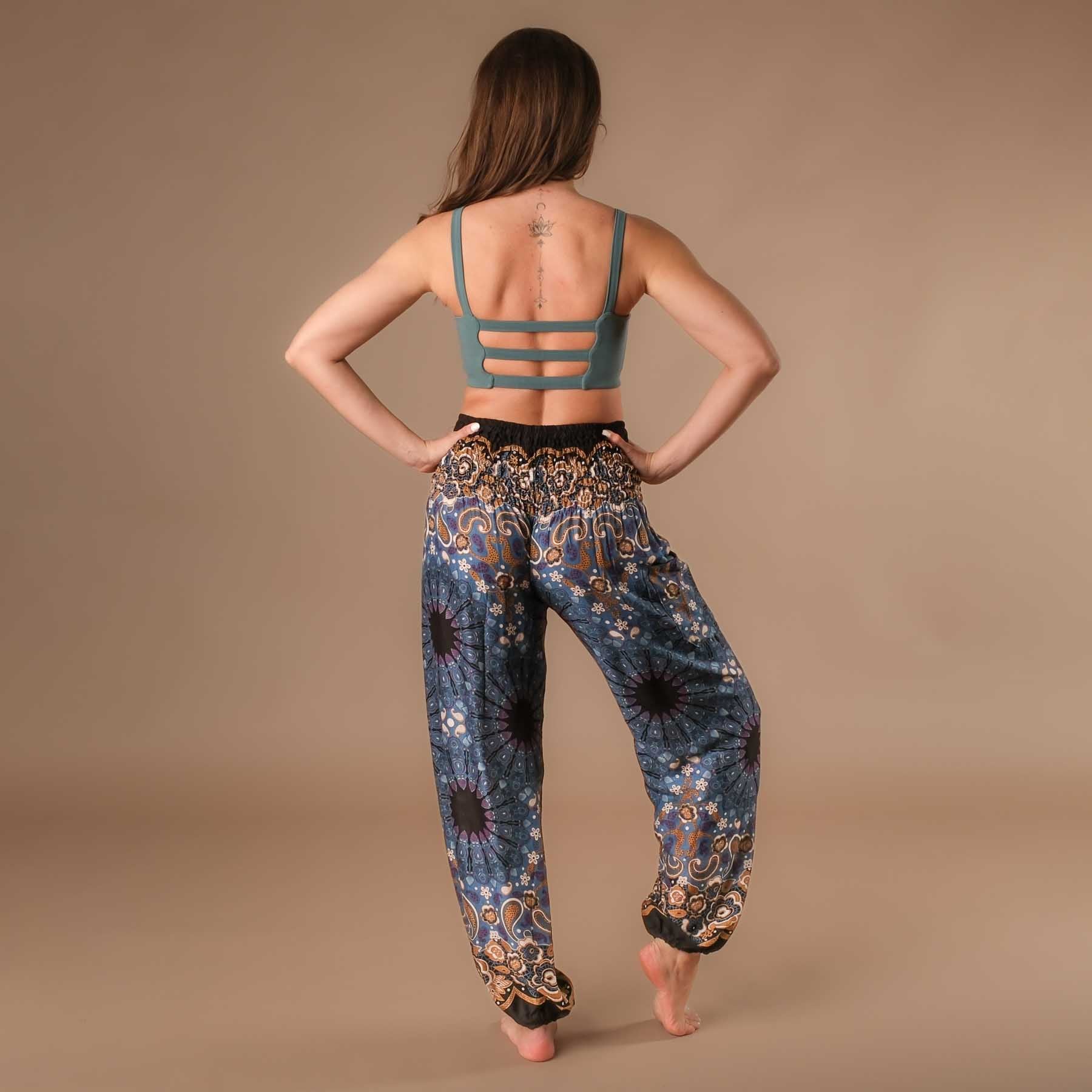 Yoga Haremshose Boho Pants Mandala graublau