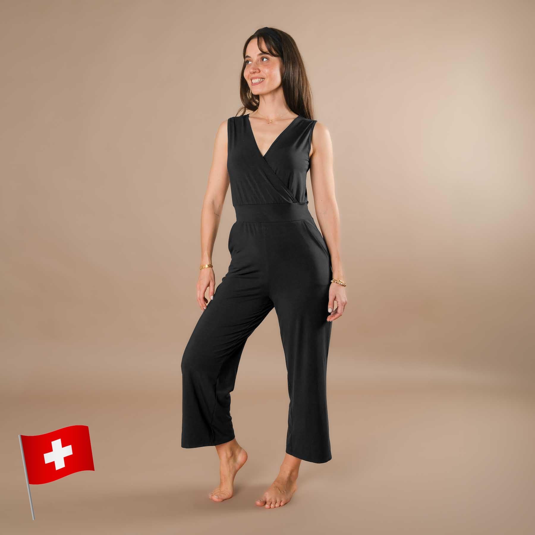 Yoga Jumpsuit Einteiler Swiss made schwarz