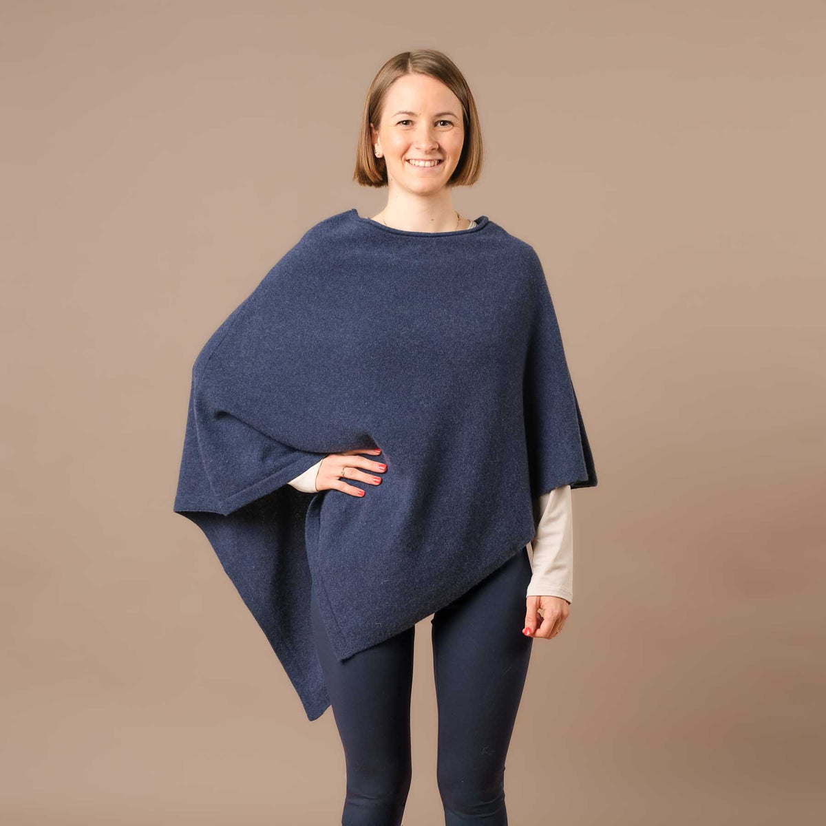 Poncho in cashmere sostenibile, blu