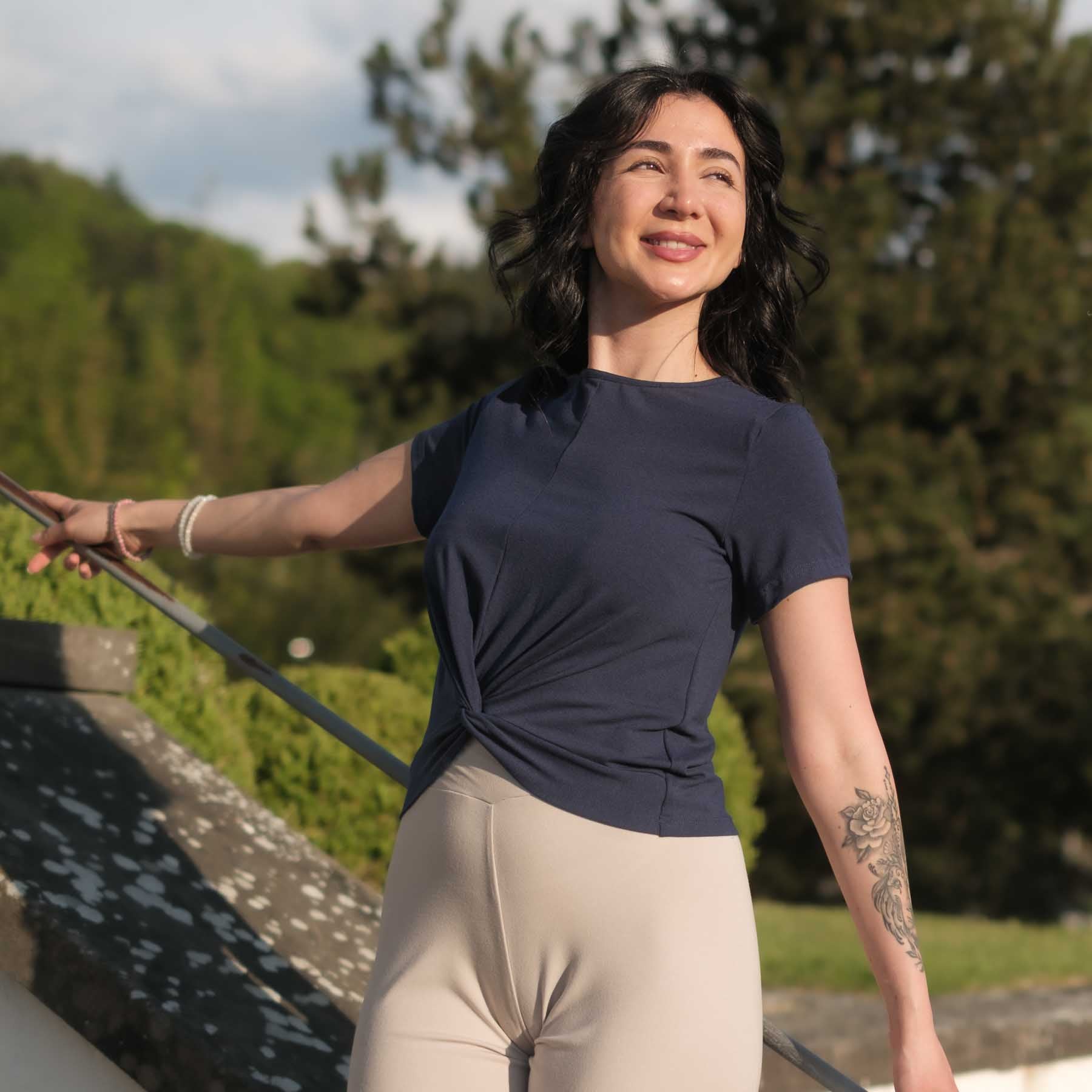 Yoga Schlingtop Classy kurzarm marine