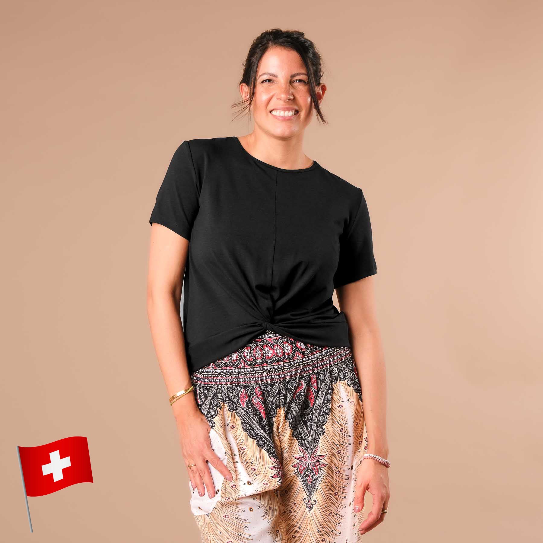 Yoga Schlingtop Classy kurzarm schwarz
