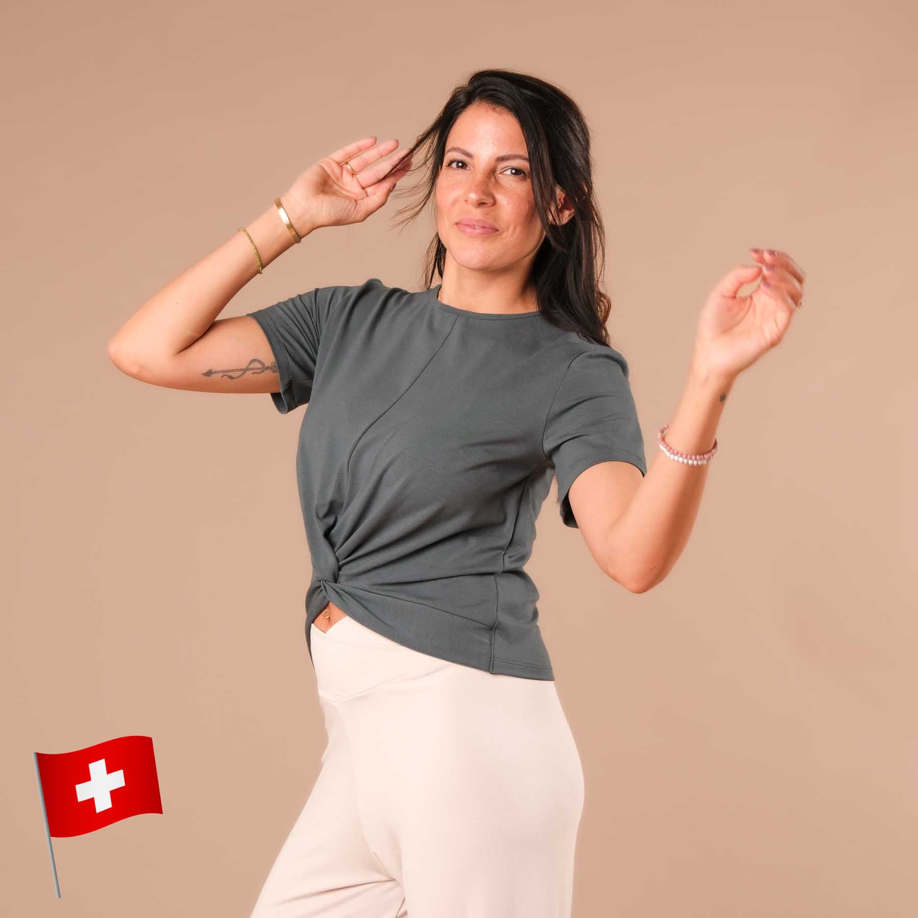 Yoga Schlingtop Classy kurzarm smaragd