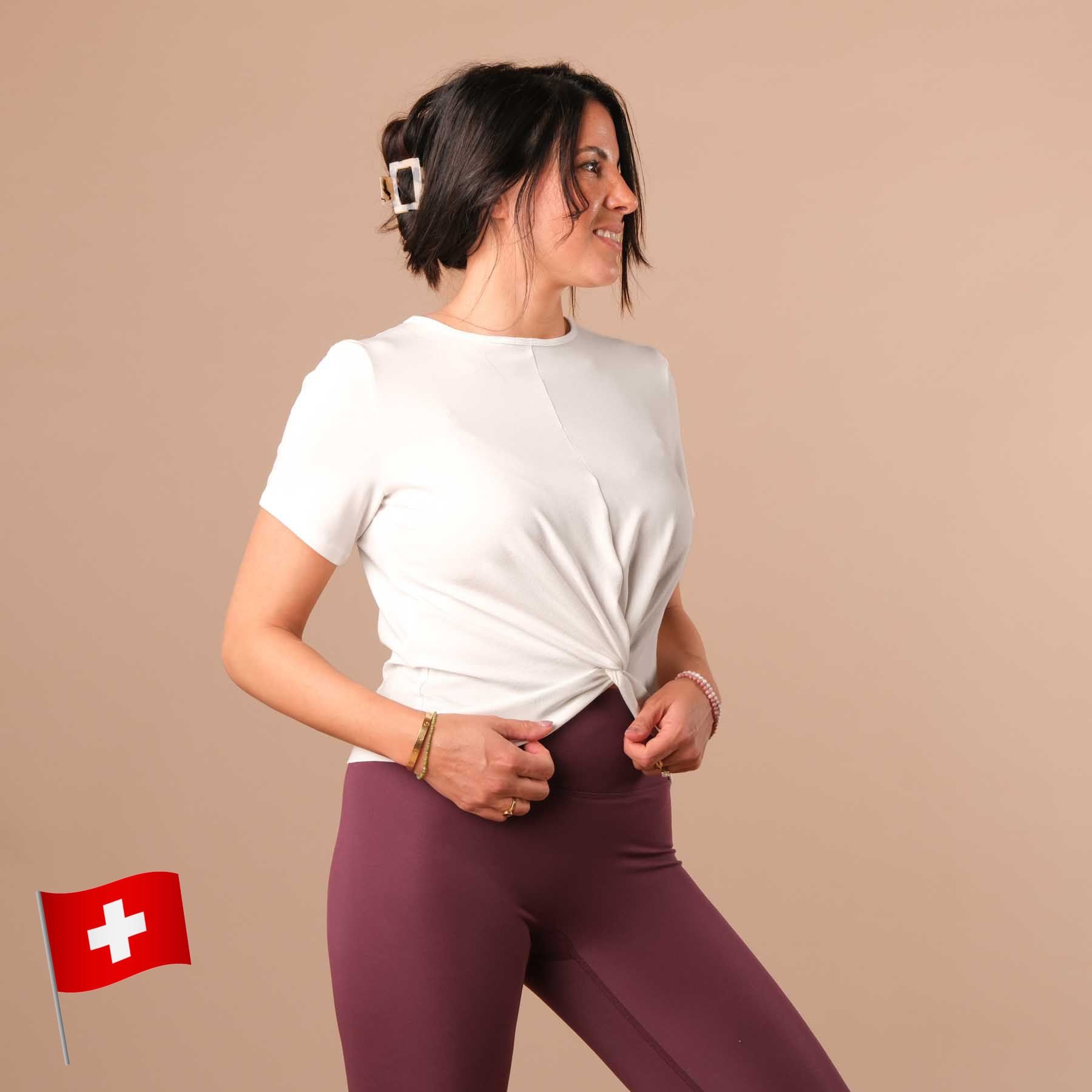 Yoga Schlingtop Classy kurzarm weiss