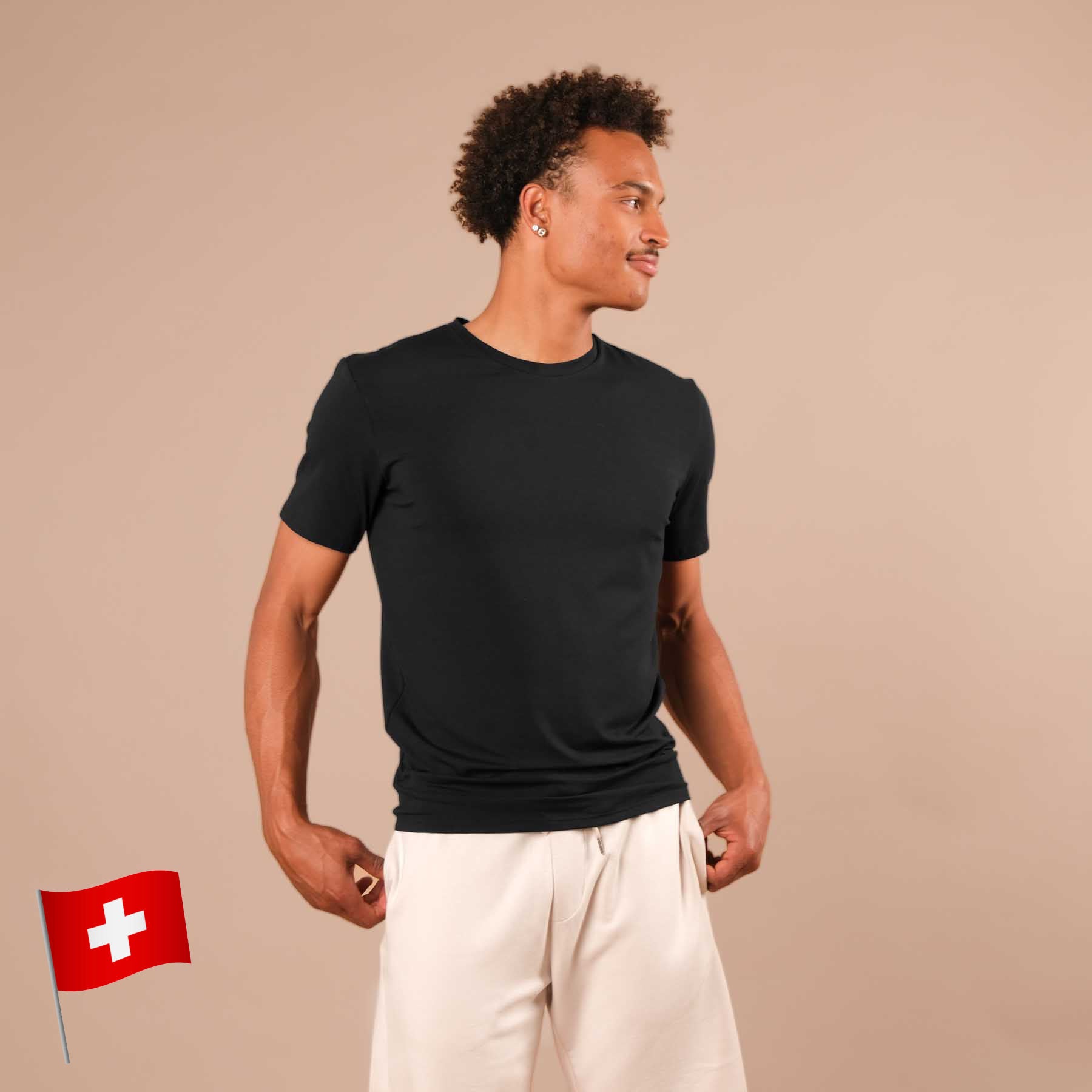 Herren Yoga Shirt Classy kurzarm schwarz