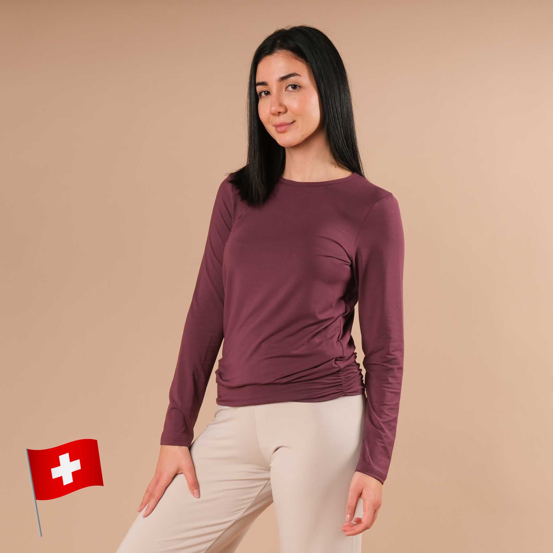 Yoga Shirt Comfy langarm berry
