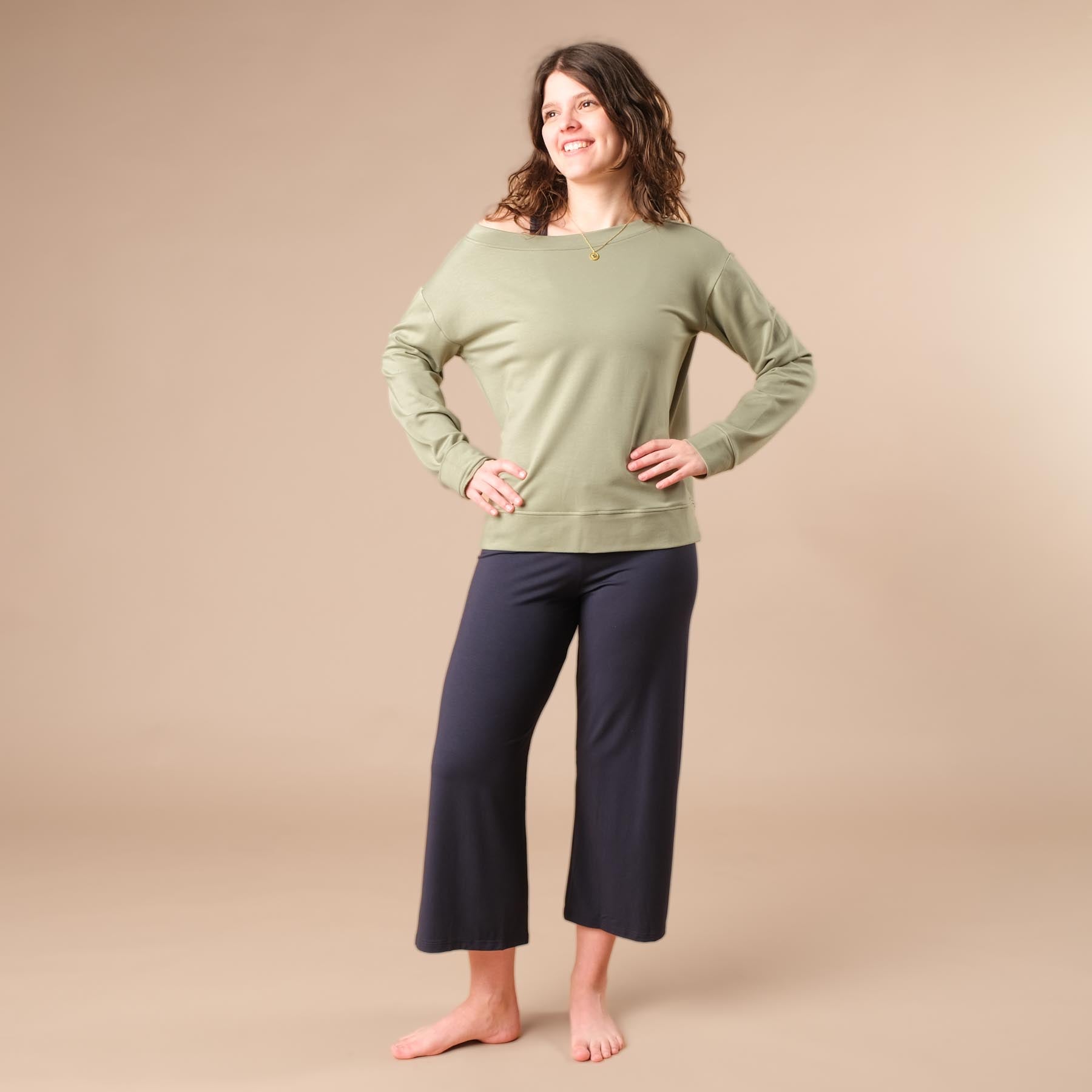 Pull à épaules dénudées, durable et confortable, vert jade