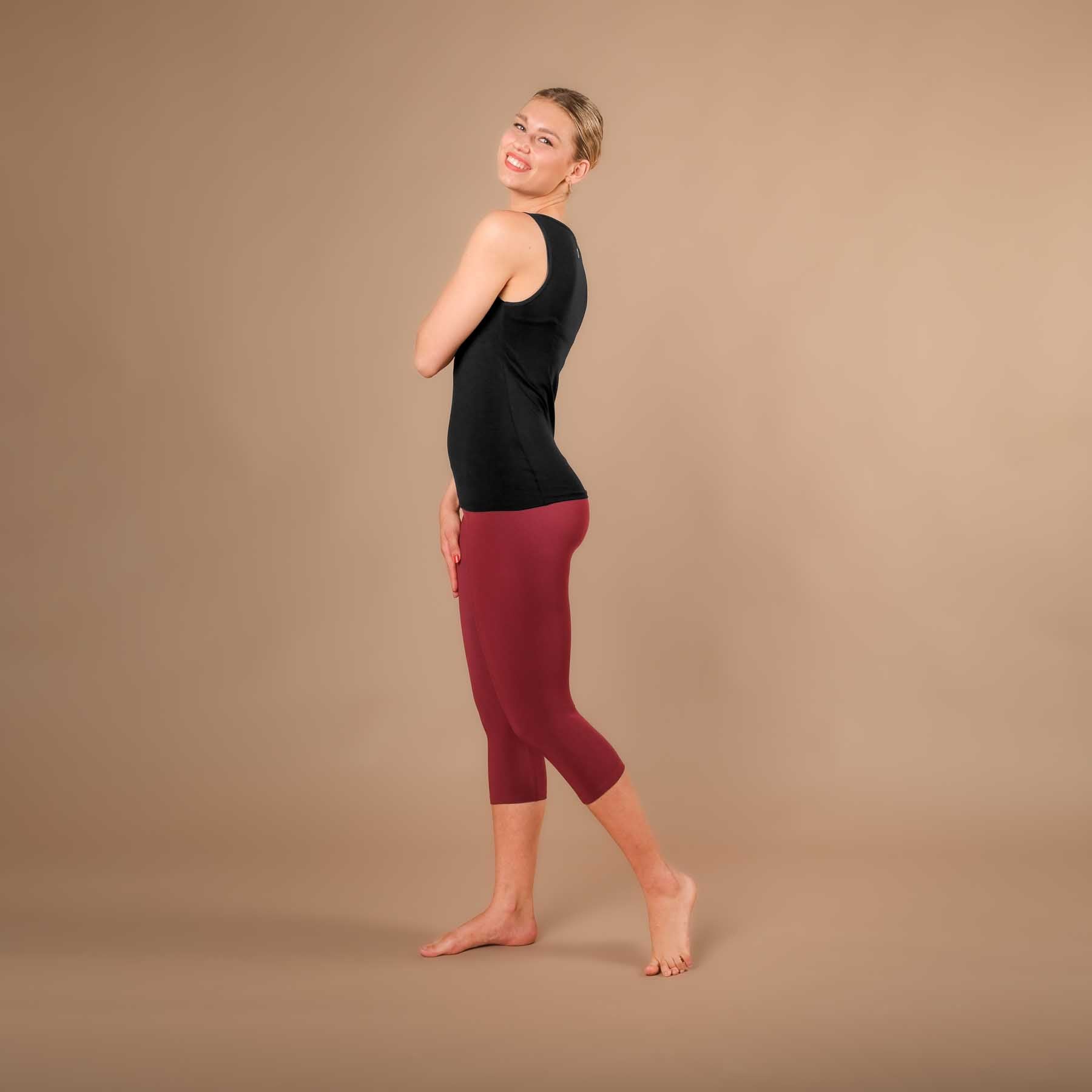Nachhaltiges Yoga Tank Top Comfy gerafft schwarz made in Switzerland schwarz