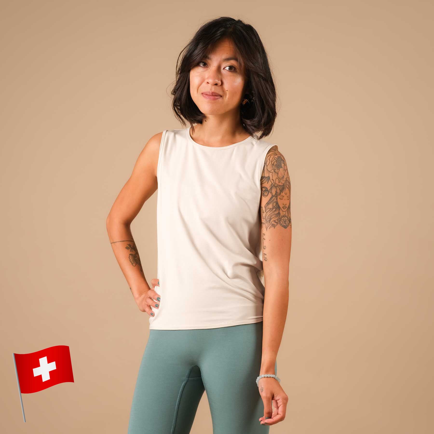 Tank Top Comfy weit nachhaltig in der Schweiz hergestellt sand