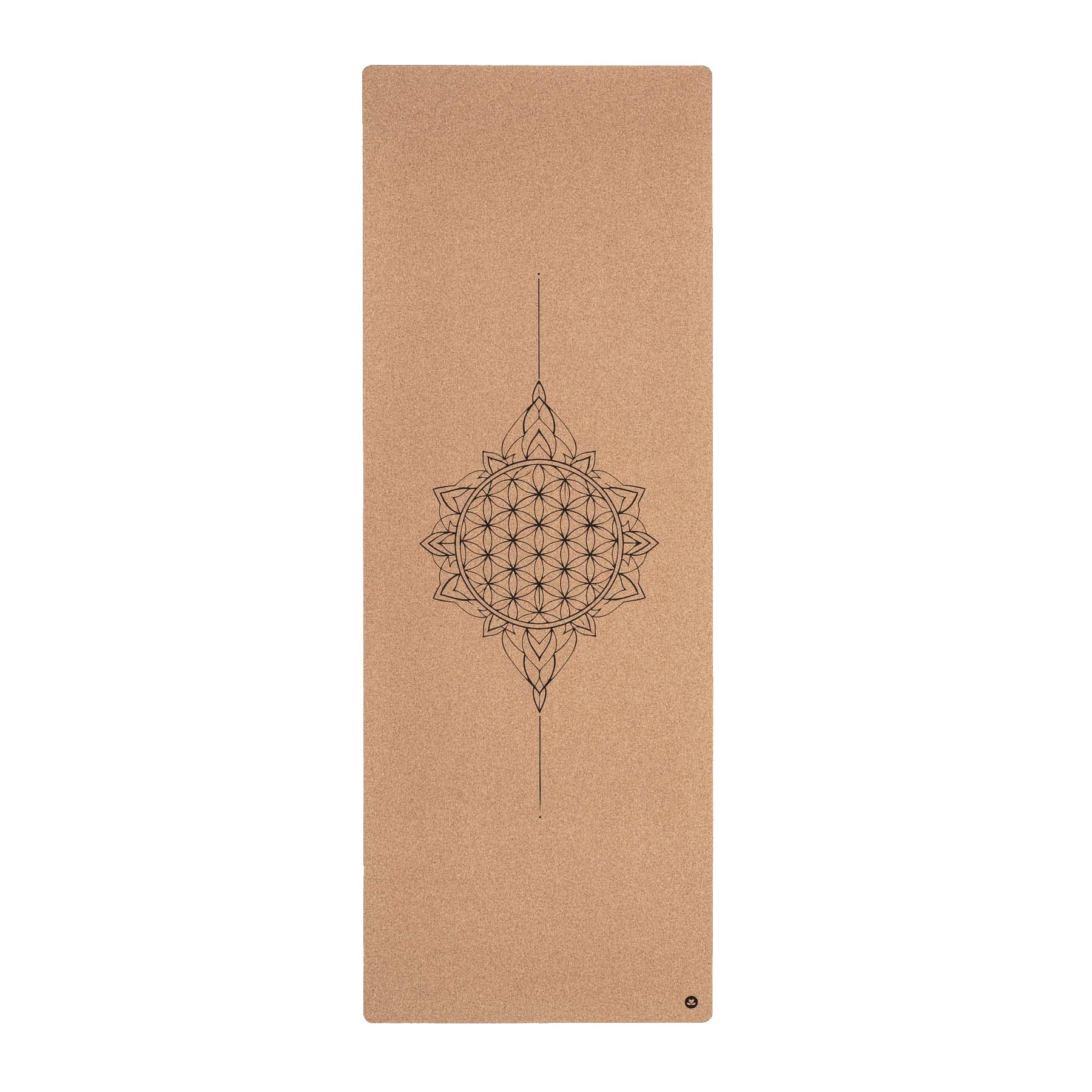 Tappetino da yoga in sughero con motivo "Fiore della Vita" e mandala