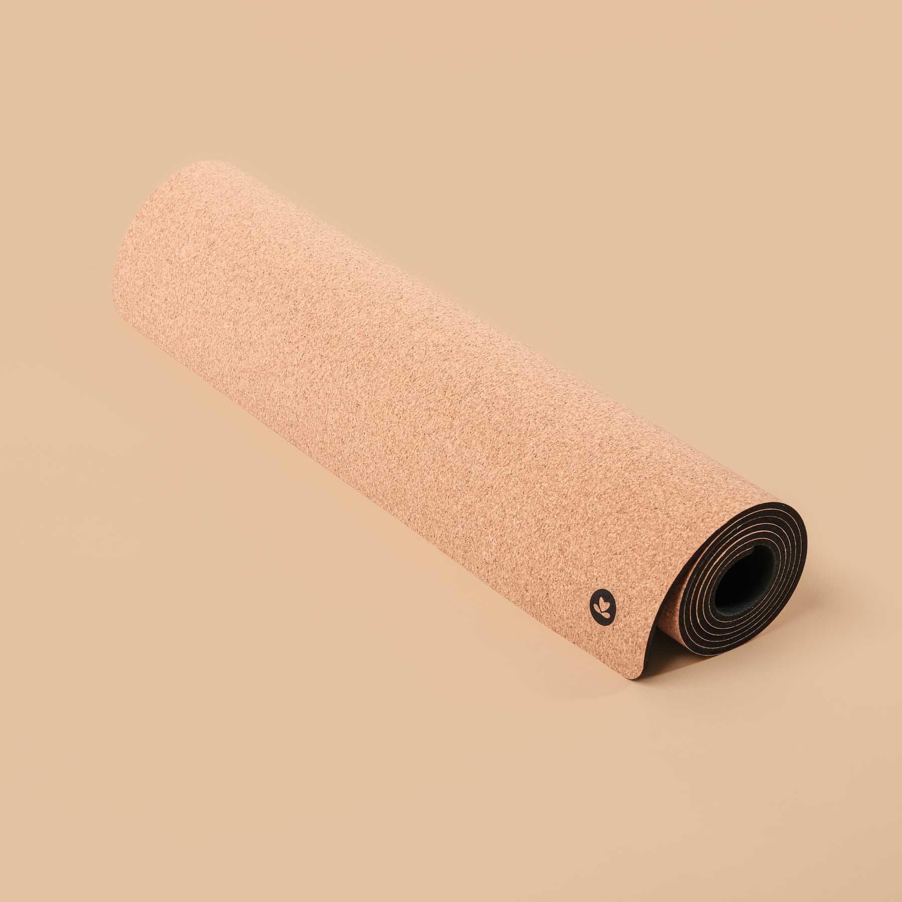 Tappetino da yoga in sughero e gomma naturale con libellula e linea guida