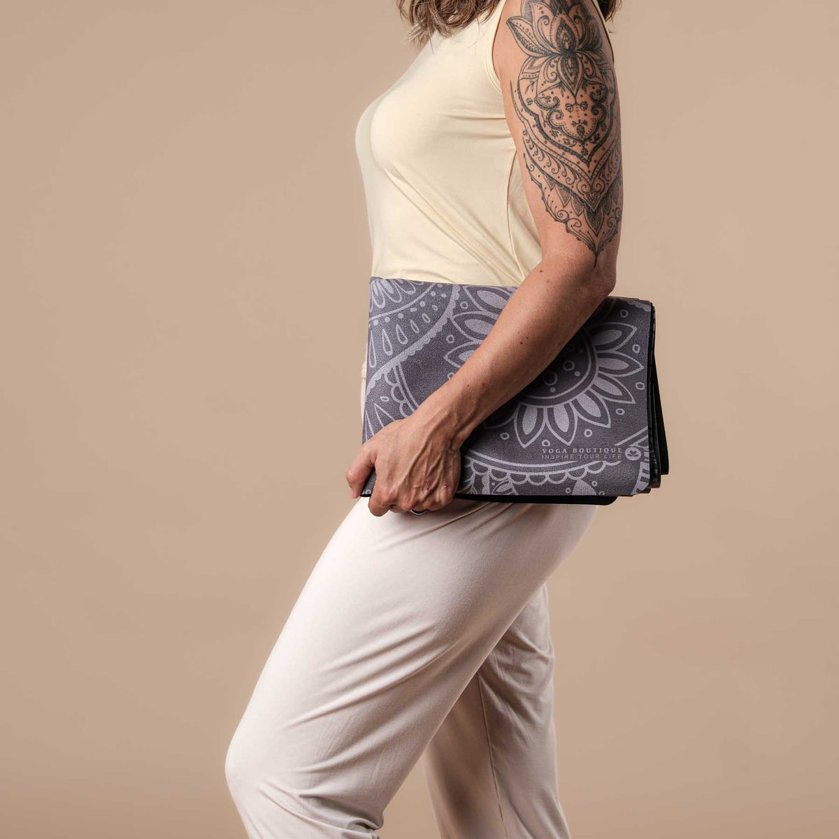 Tapis de voyage - Tapis de yoga Mandala noir