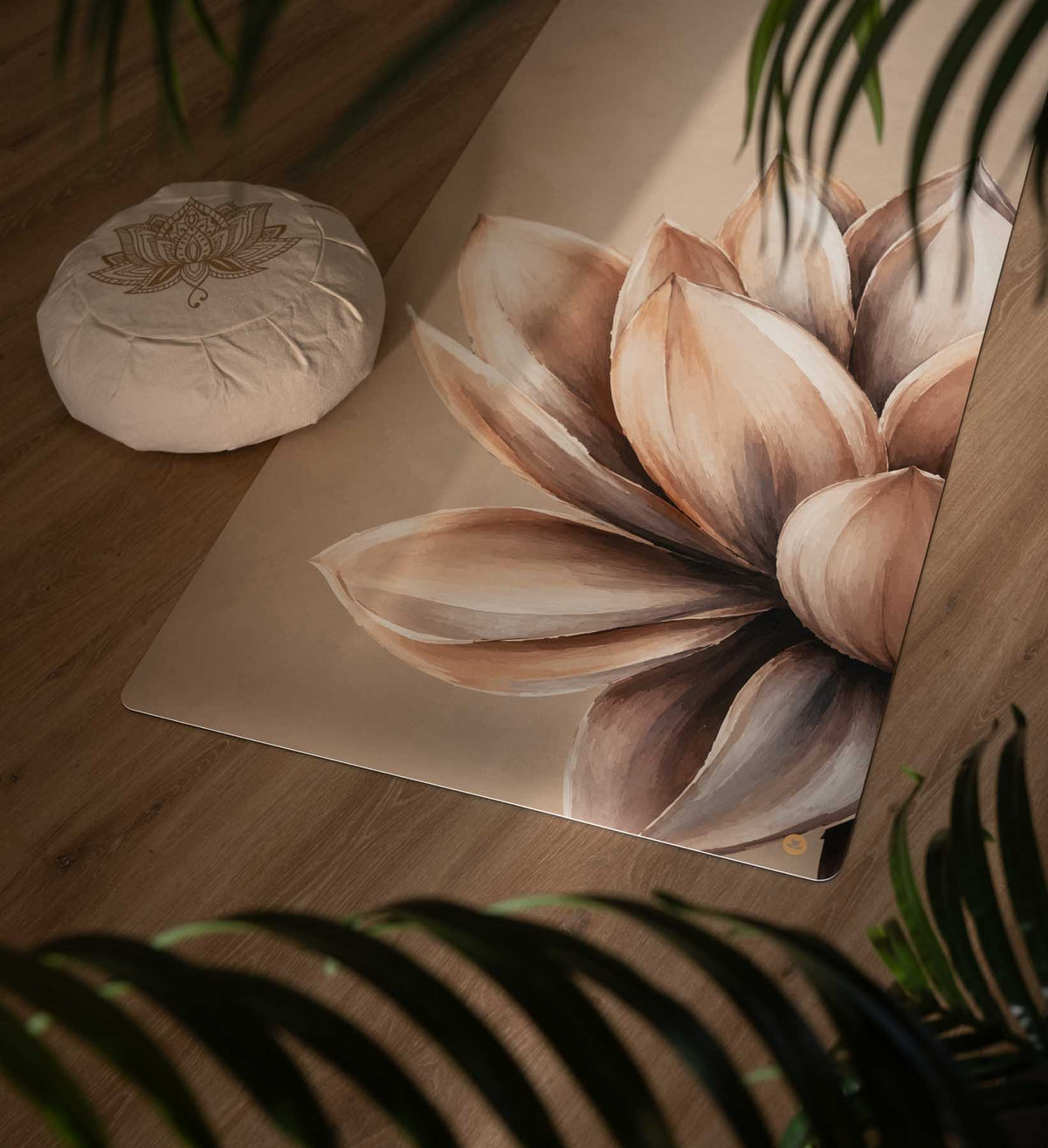 Yogamatte SuperGrip Design Lotus Flower aus Naturkautschuk, super rutschfest
