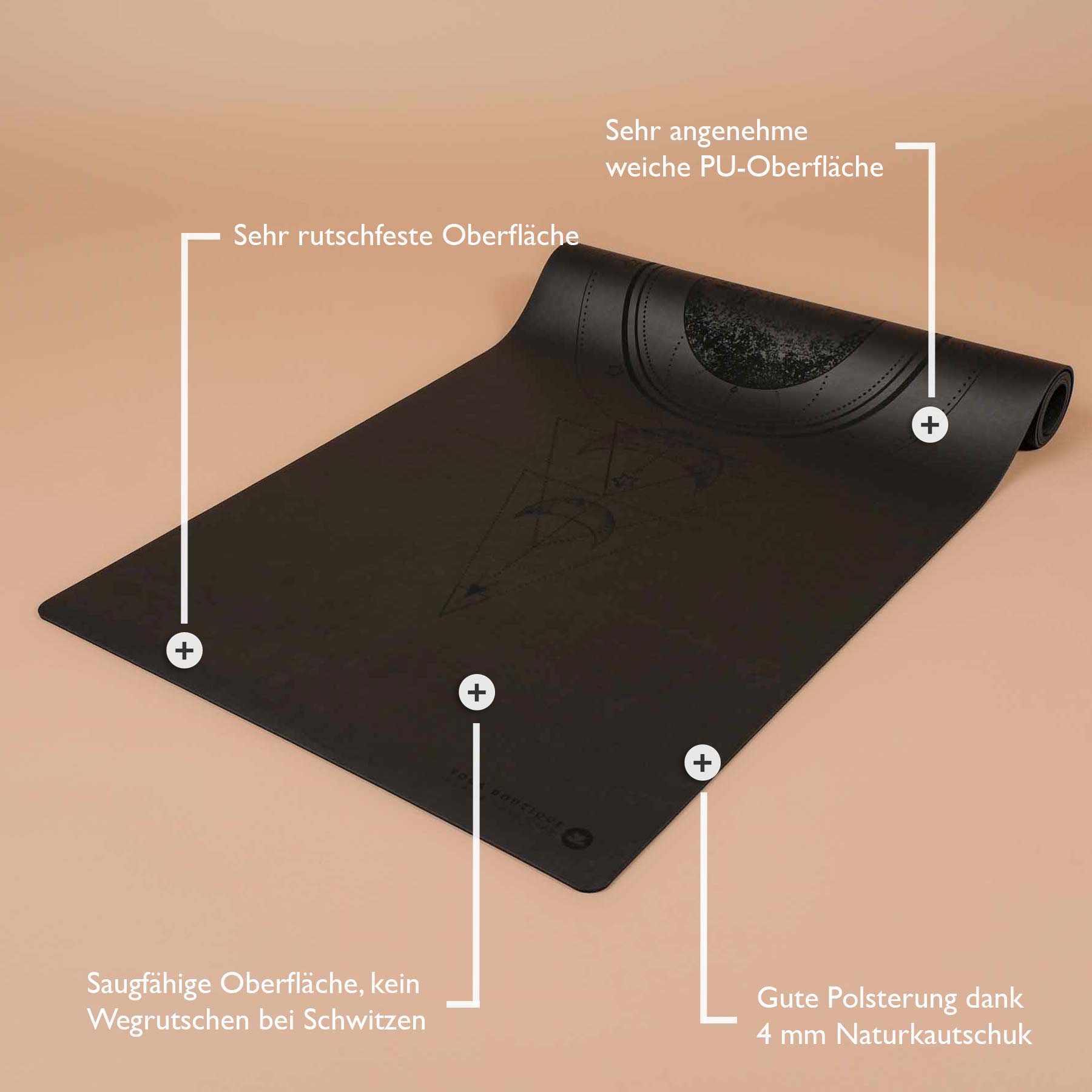 Yogamatte SuperGrip 2.0 Moon schwarz