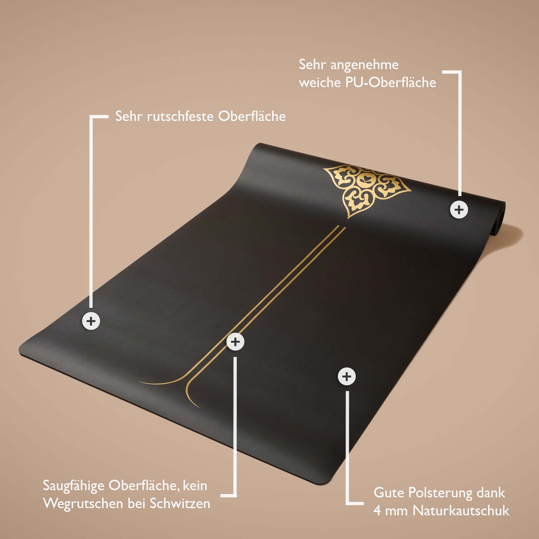 Yogamatte SuperGrip 2.0 Balance sehr rutschfest schwarz