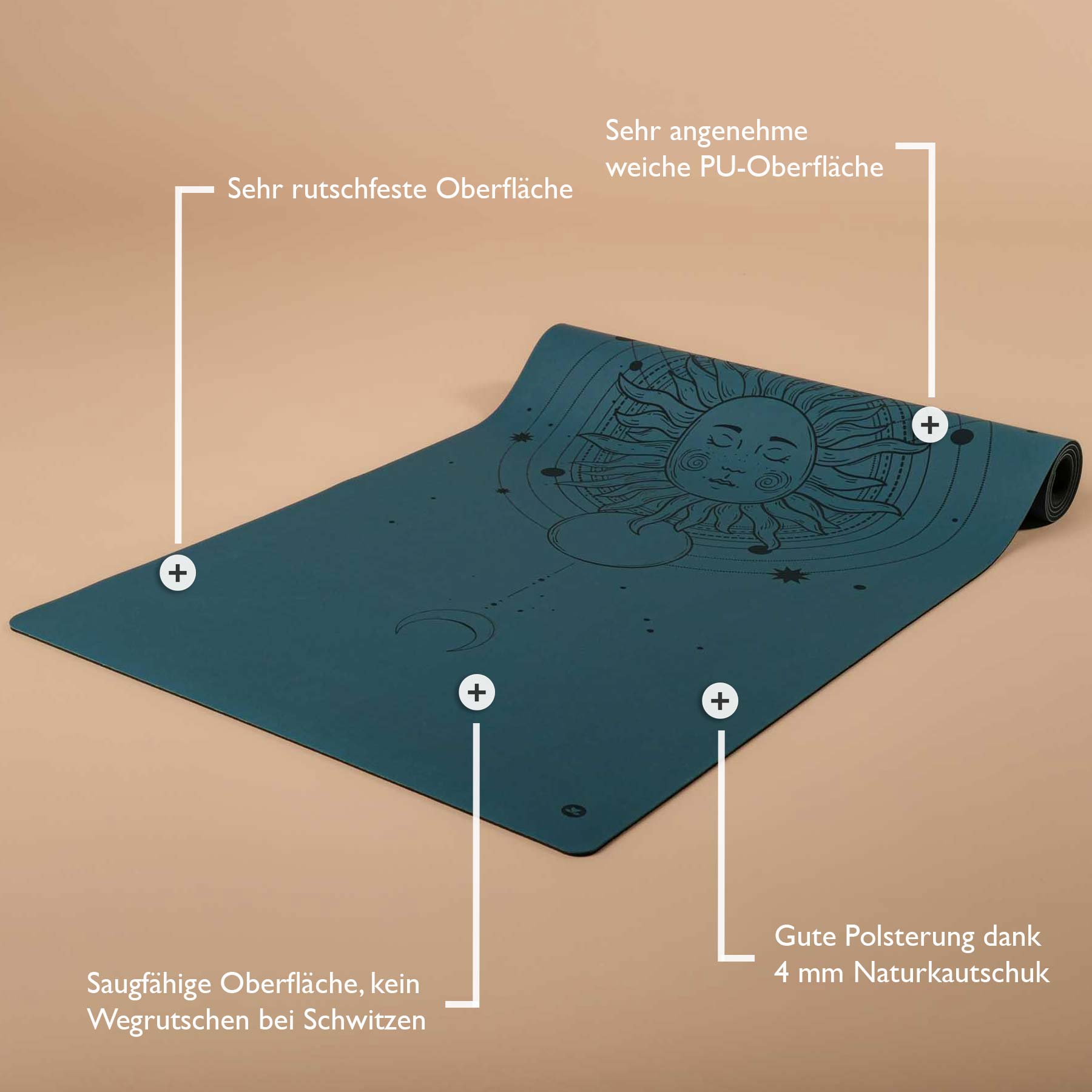 Yogamatte SuperGrip 2.0 Cosmos rutschfeste Yogamatte petrol