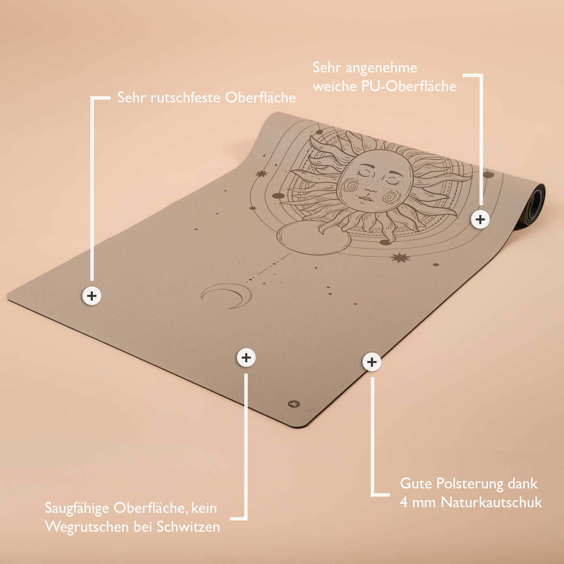Yogamatte SuperGrip 2.0 Cosmos rutschfeste Yogamatte sand