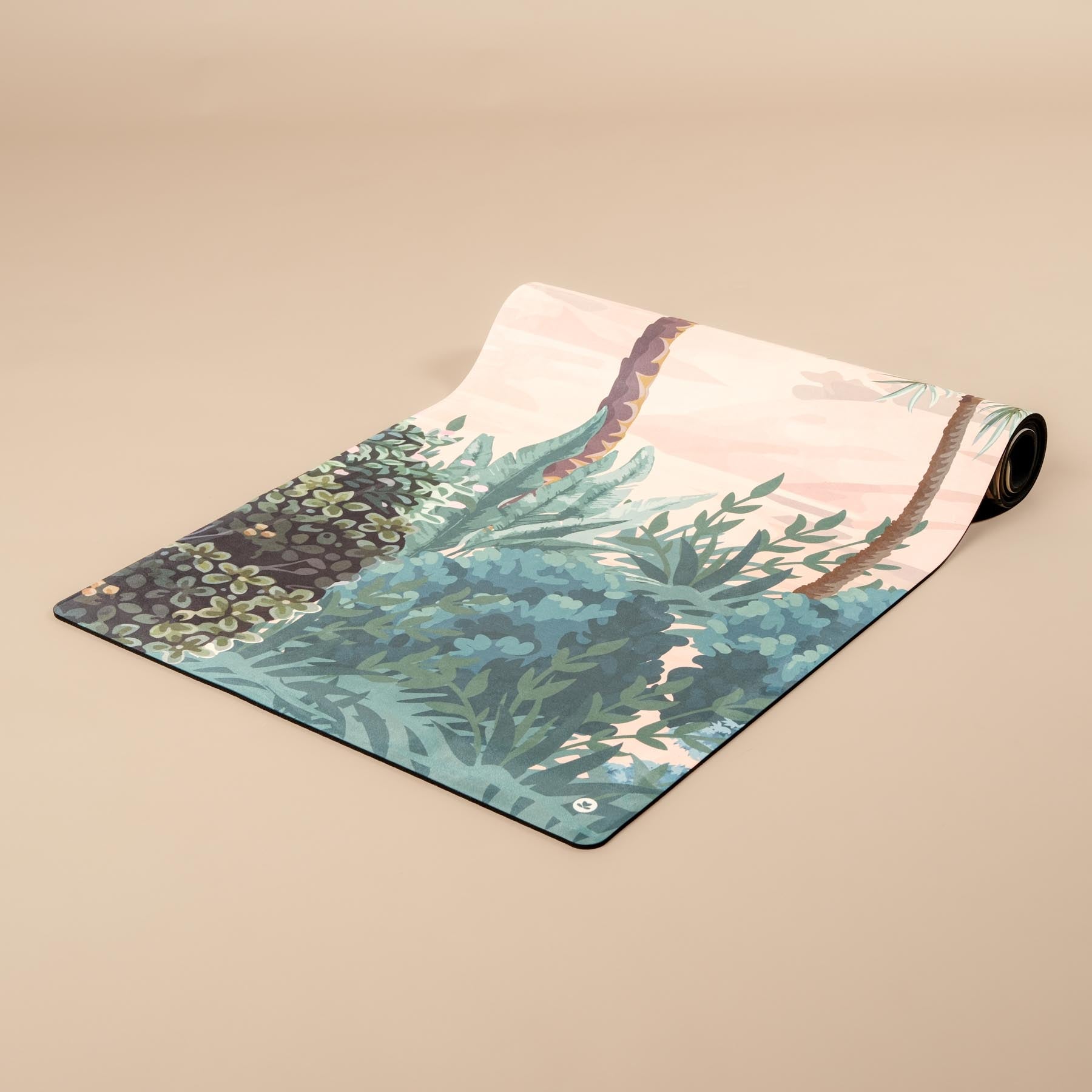 Yogamatte Velours Hybrid aus Naturkautschuk und Mikrofaser Jungle mit Kolibri