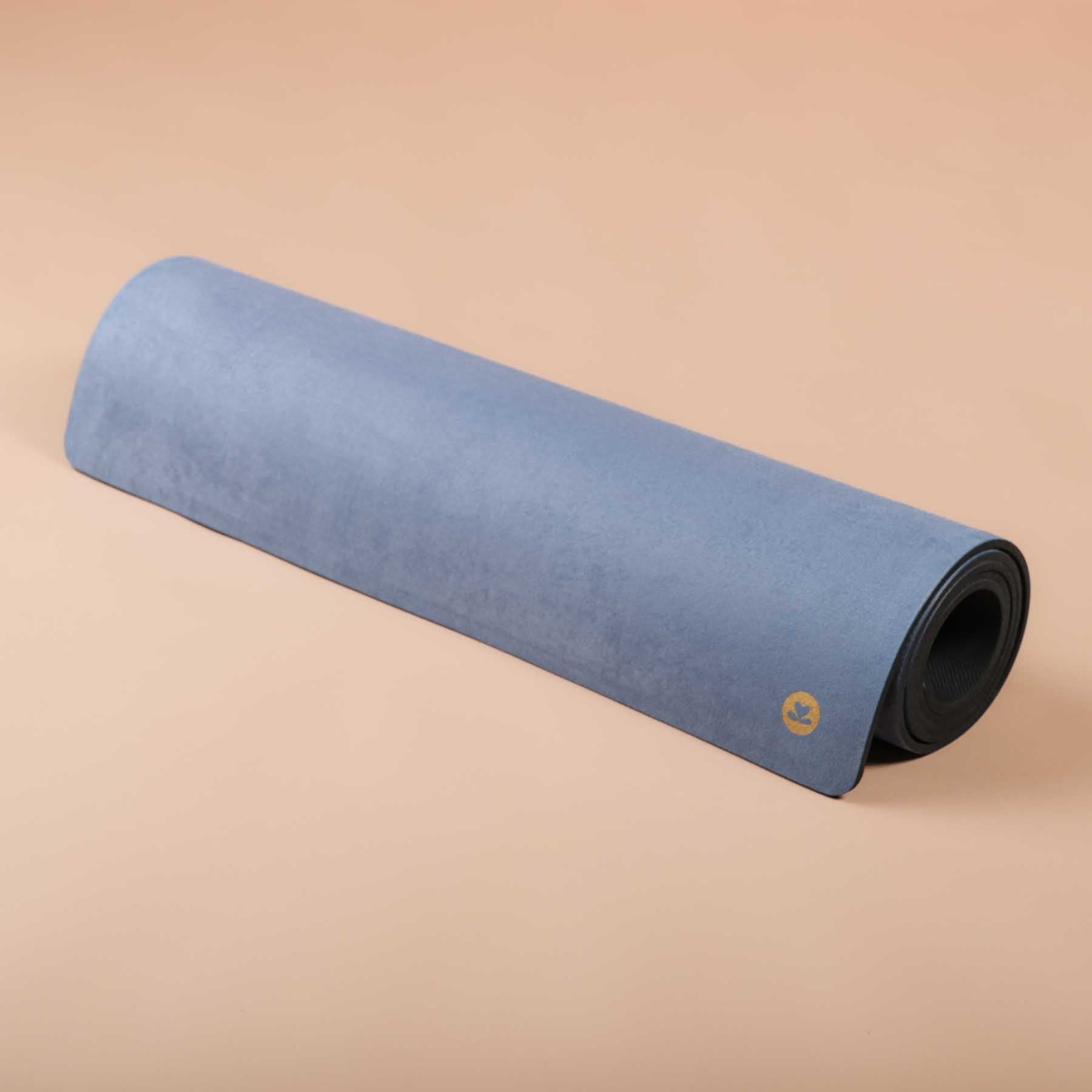 Yogamatte Velours Blume des Lebens gold Print graublau